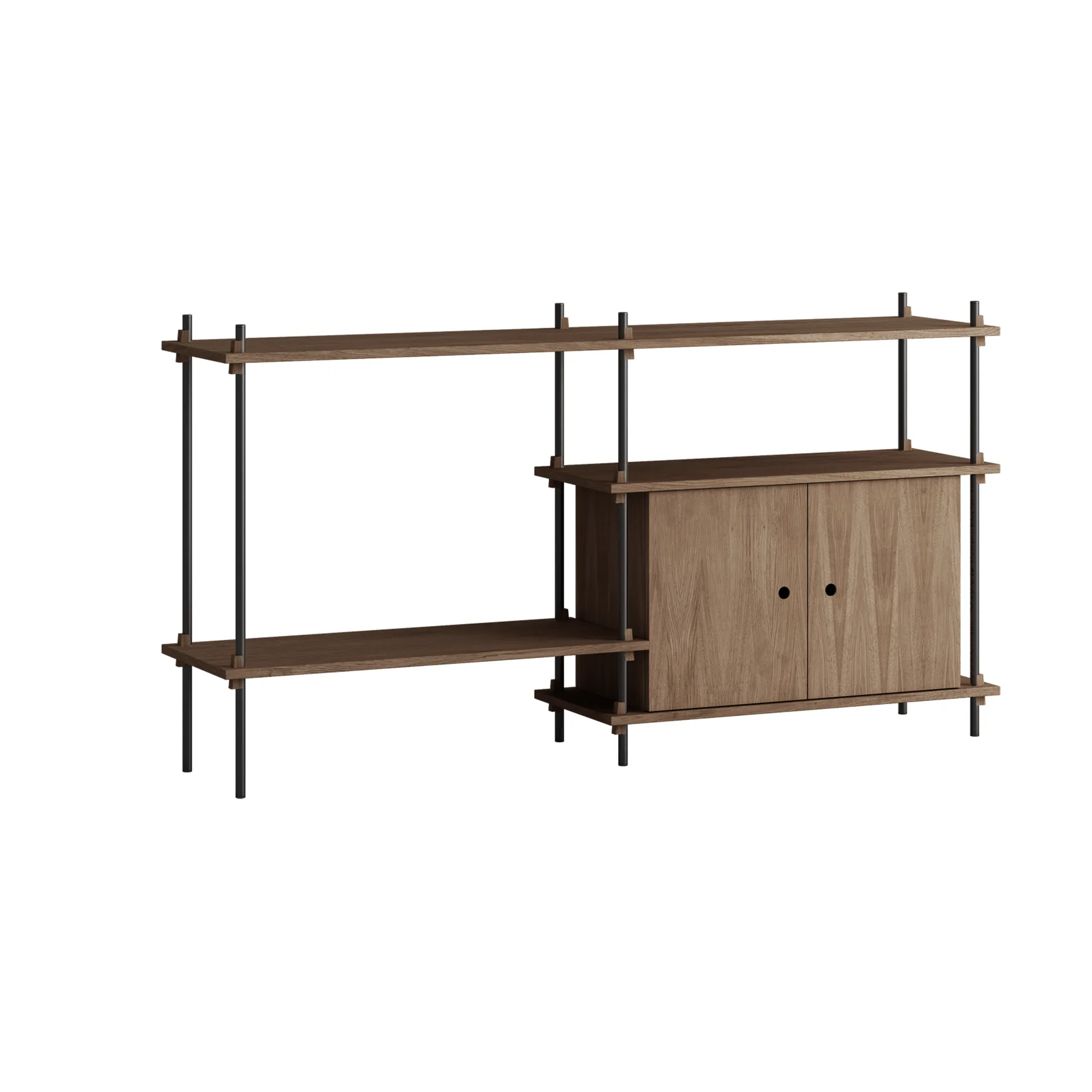 Shelving System shelf with cabinet, Smoked oak-black, 163x85x35 cm, S.85.2.C MOEBE
