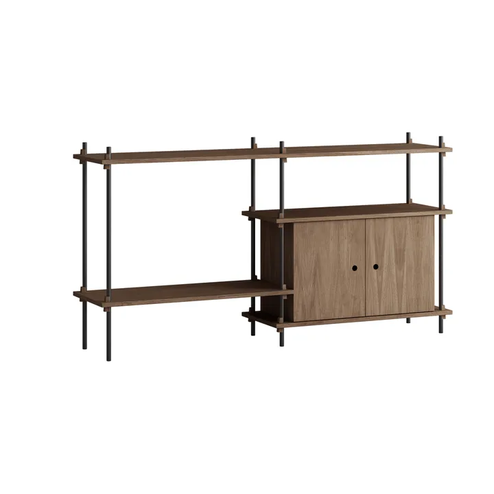 Shelving System shelf with cabinet - Smoked oak-black, 163x85x35 cm, S.85.2.C - MOEBE