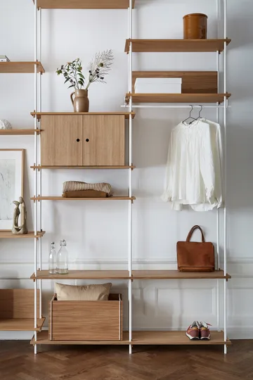 Shelving System shelf with cabinet - Smoked oak-white, 163x200x35 cm, S.200.2.C - MOEBE