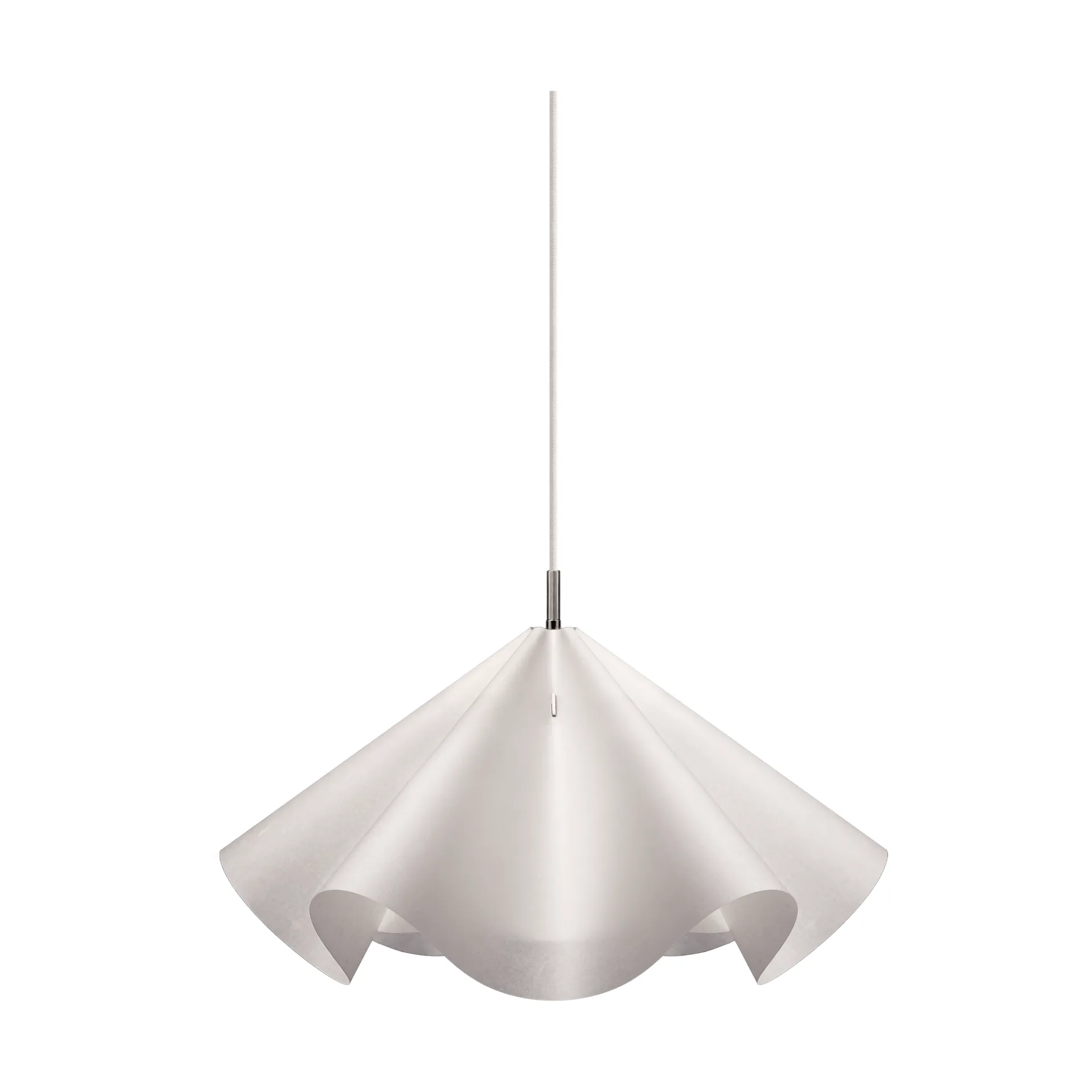 Sinuate pendant lamp, White-stainless steel, medium Ø60x30 cm MOEBE