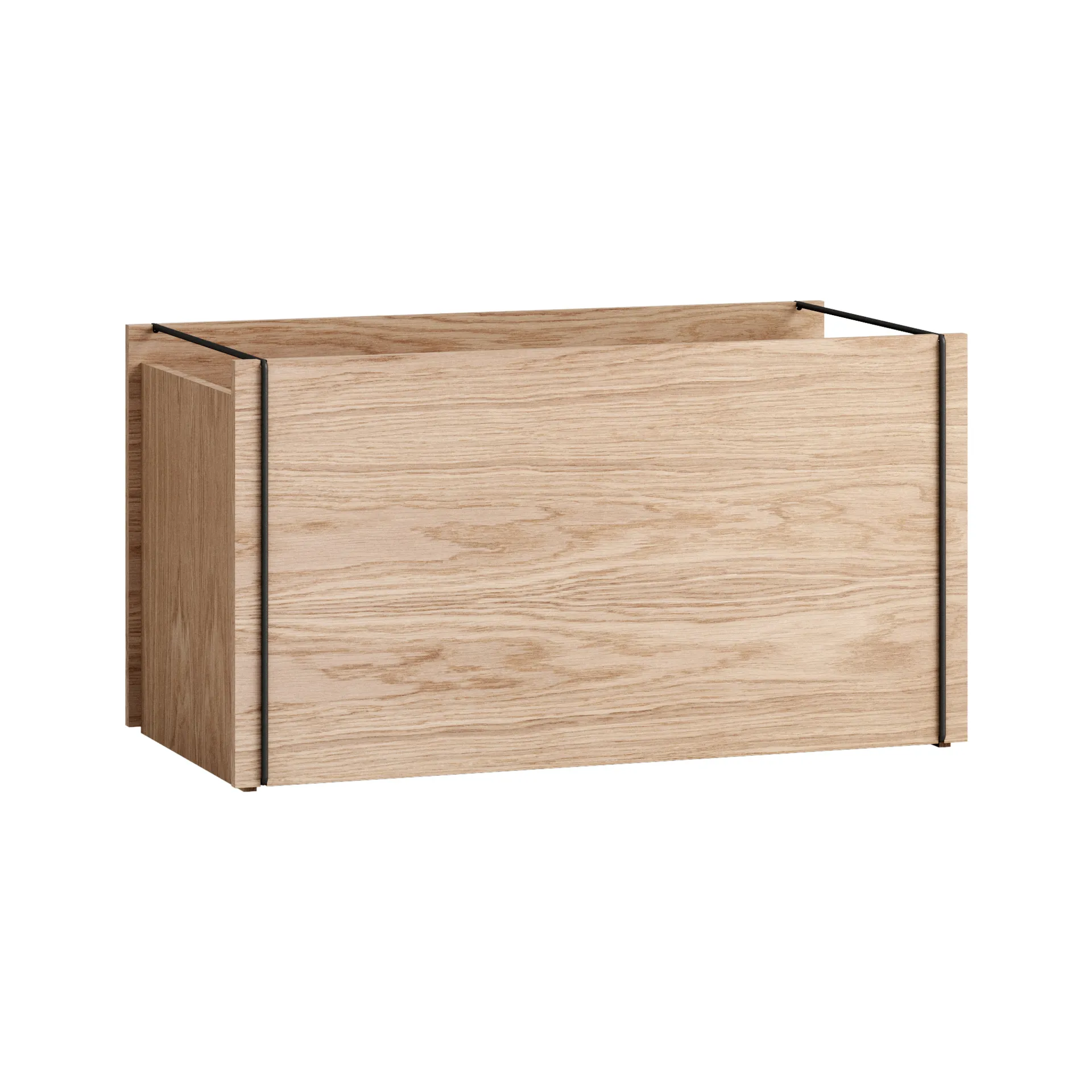 Storage box oak 33x60 cm, Wood. black MOEBE