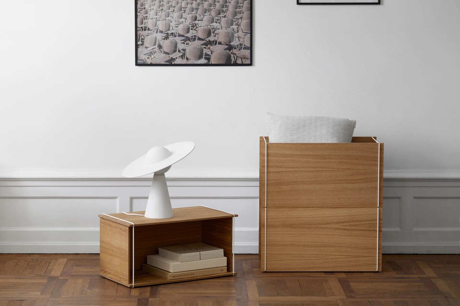 Storage box oak 33x60 cm, Wood. white MOEBE