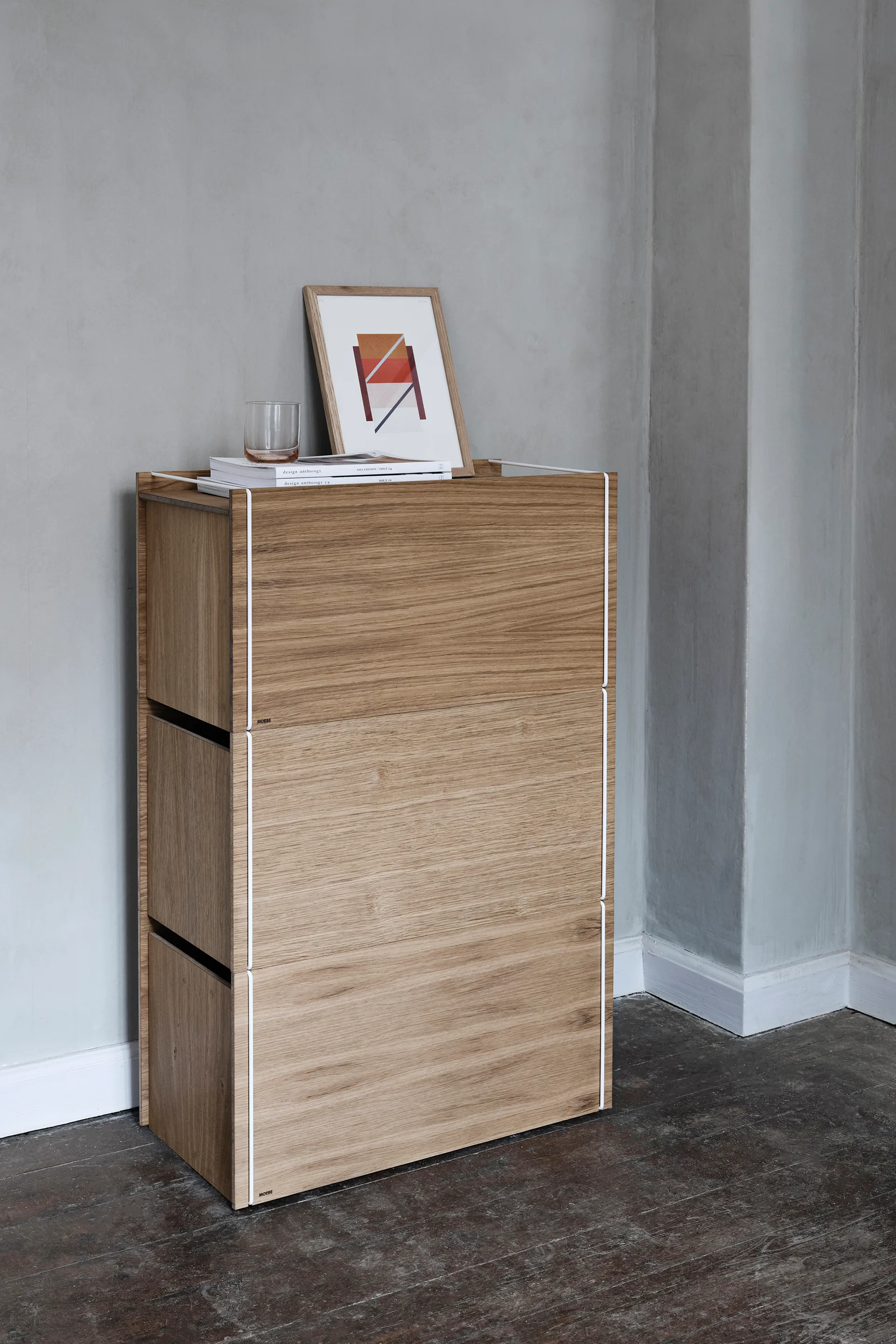 Storage box oak 33x60 cm, Wood. white MOEBE