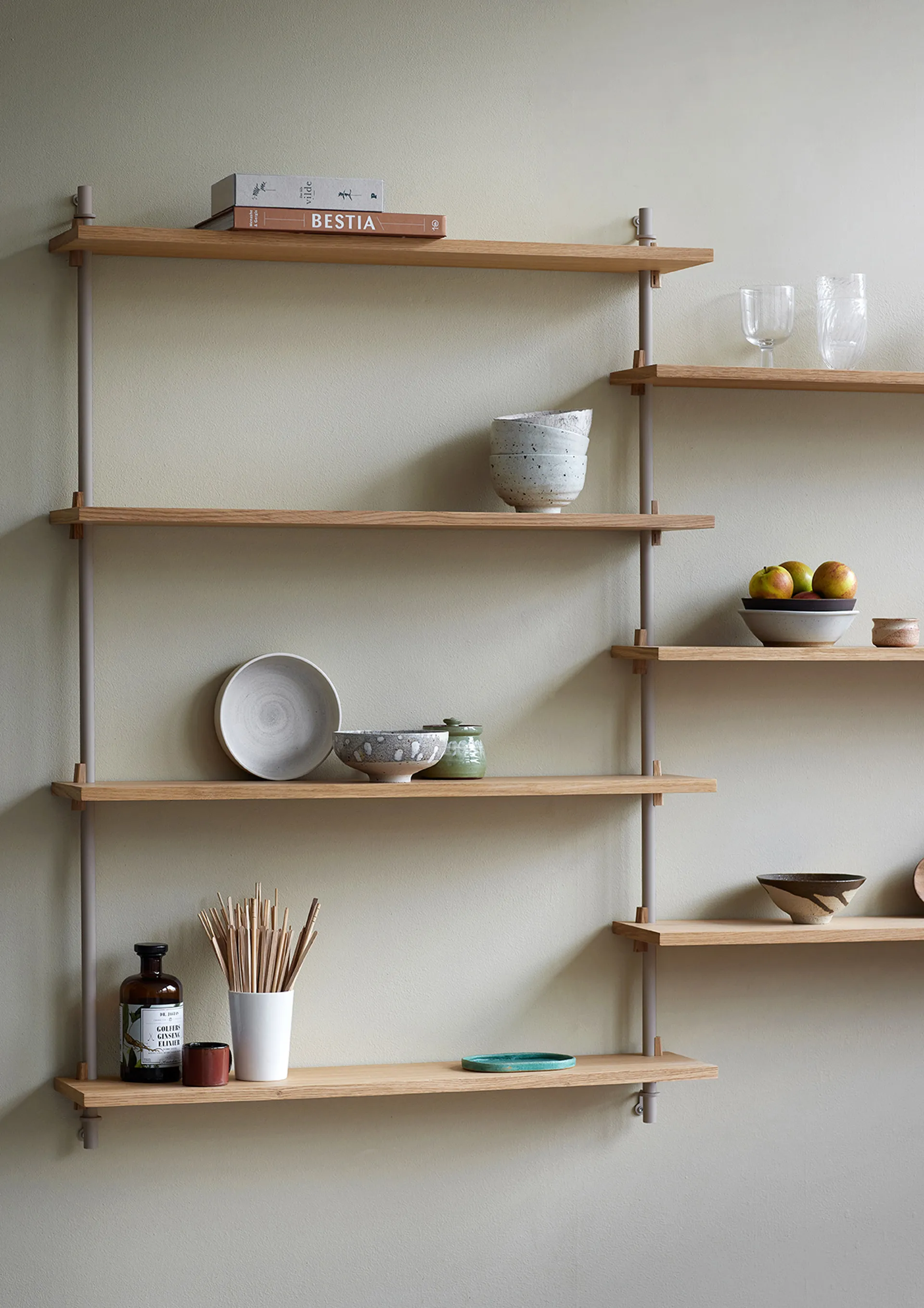 Wall Shelving wall shelf, Oak-warm grey, 92x65x17.5 cm, WS.65.1 MOEBE