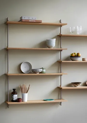 Wall Shelving wall shelf - Smoked oak-white, 92x115x17.5 cm, WS.115.1 - MOEBE