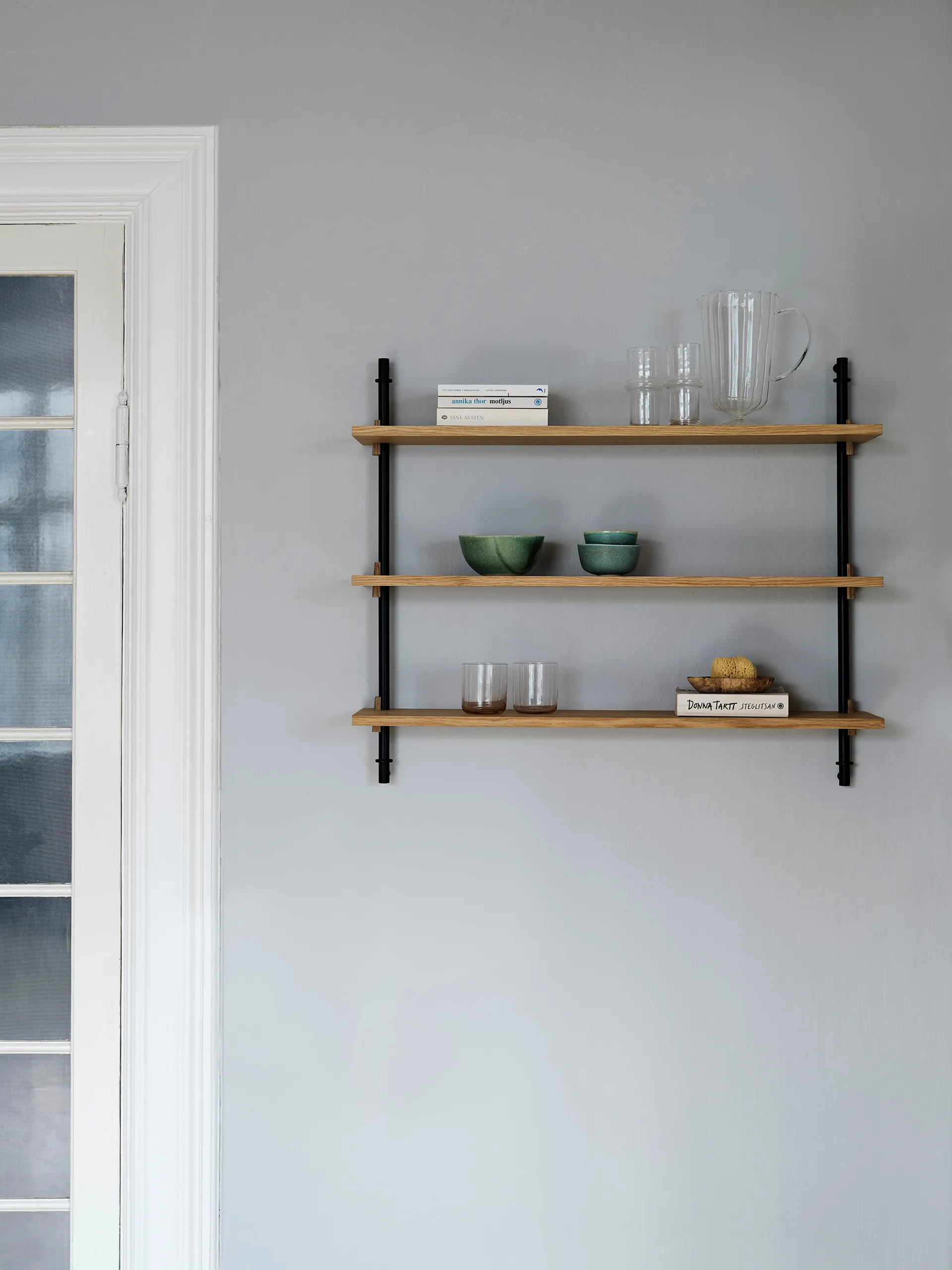 Wall Shelving wall shelf, Smoked oak-white, 92x65x17.5 cm, WS.65.1 MOEBE