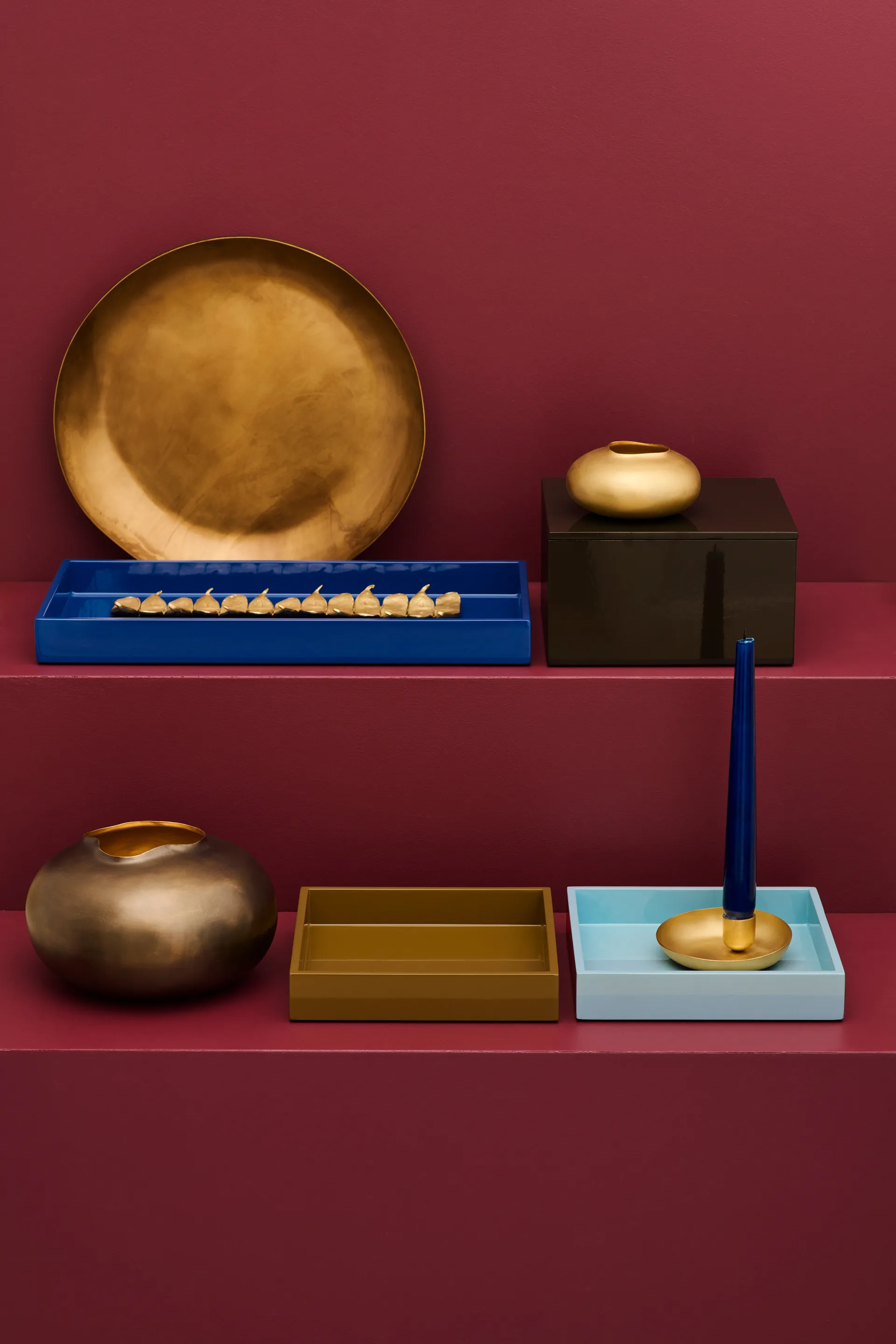 Lux lacquered decorative tray 19x19x3,5 cm, Powder blue Mojoo