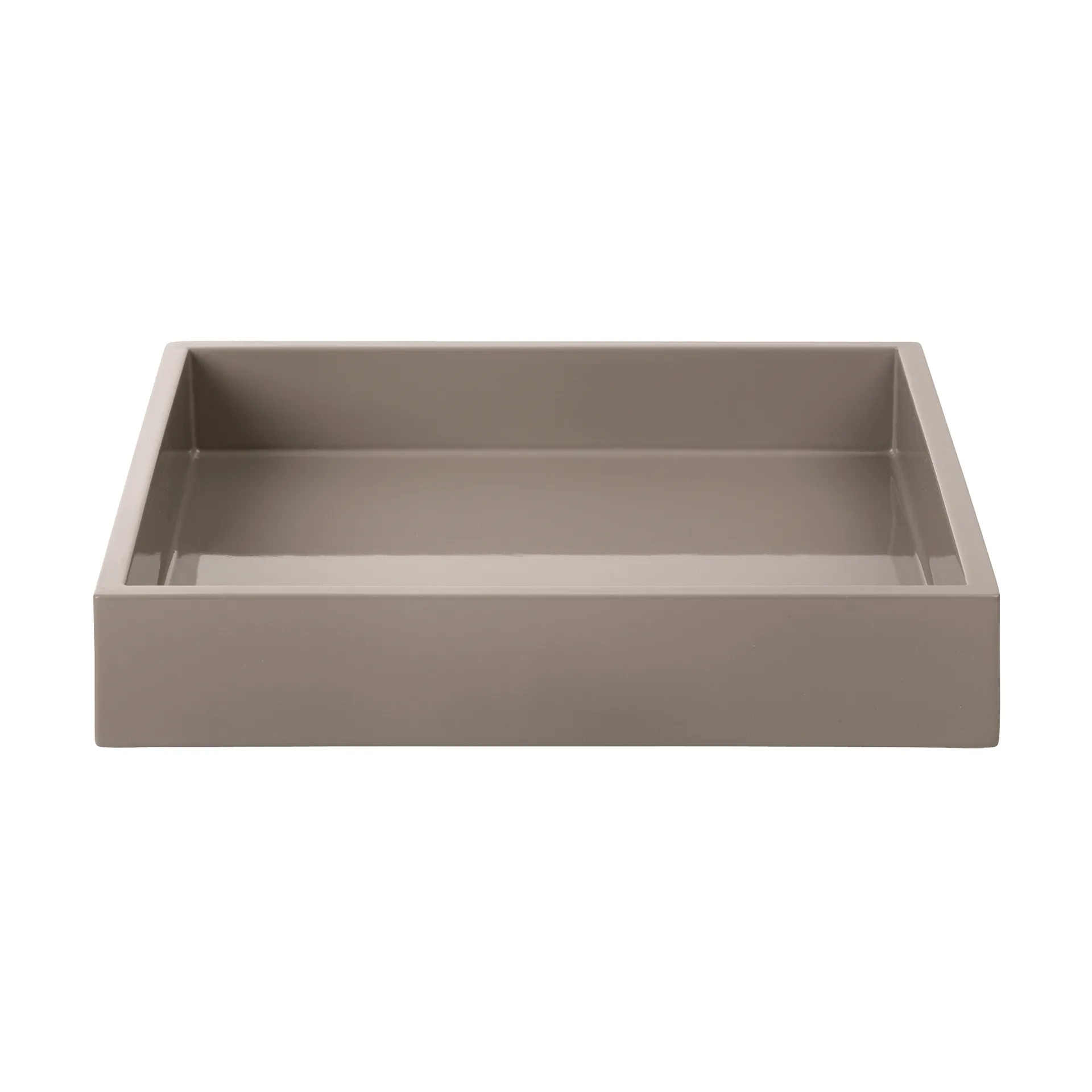 Lux lacquered decorative tray 19x19x3,5 cm, Warm grey Mojoo