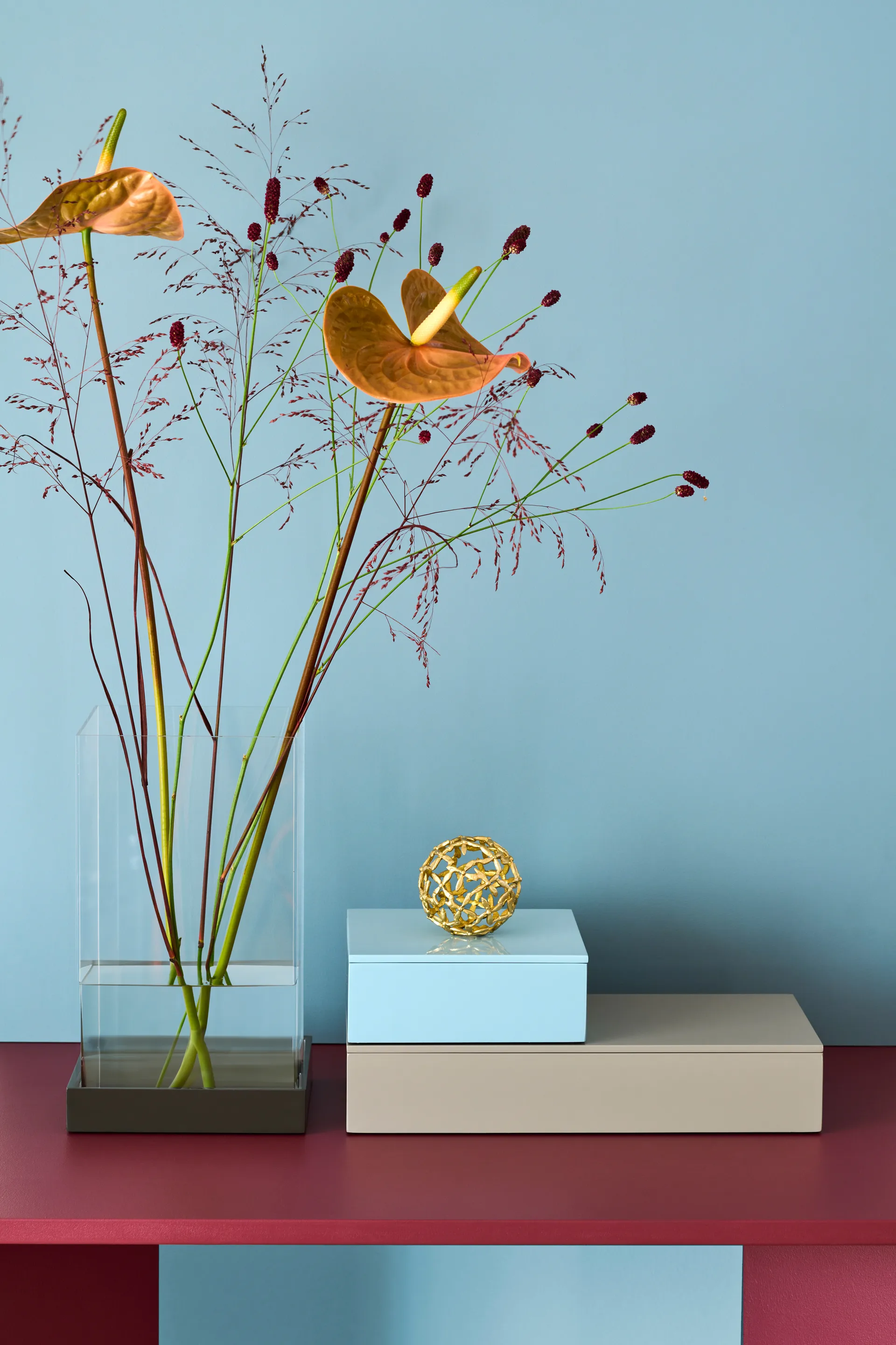 Lux lacquered storage box 19x19x7 cm, Powder blue Mojoo