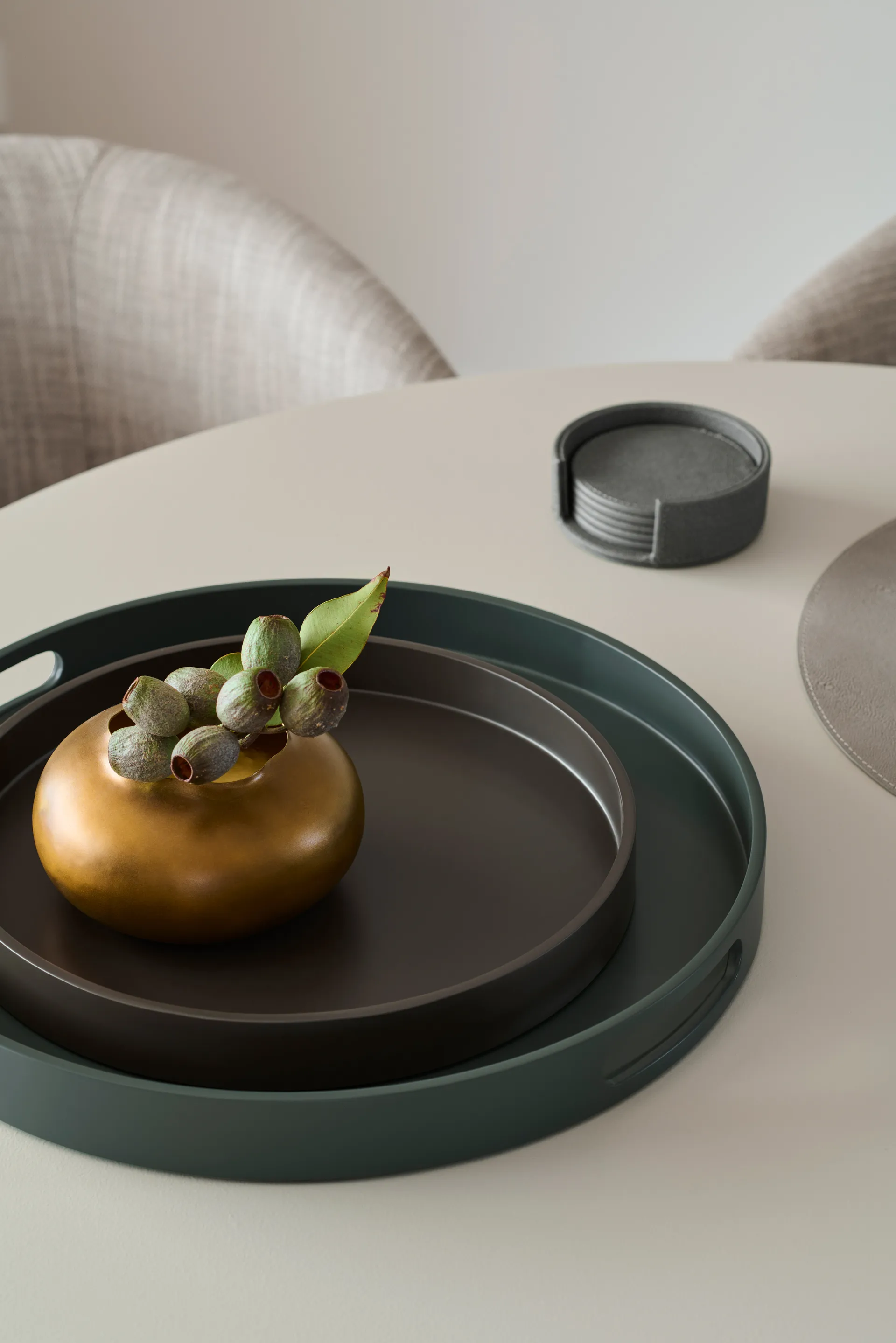 Sting coasters Ø12 cm 6-pack, Anthracite Mojoo