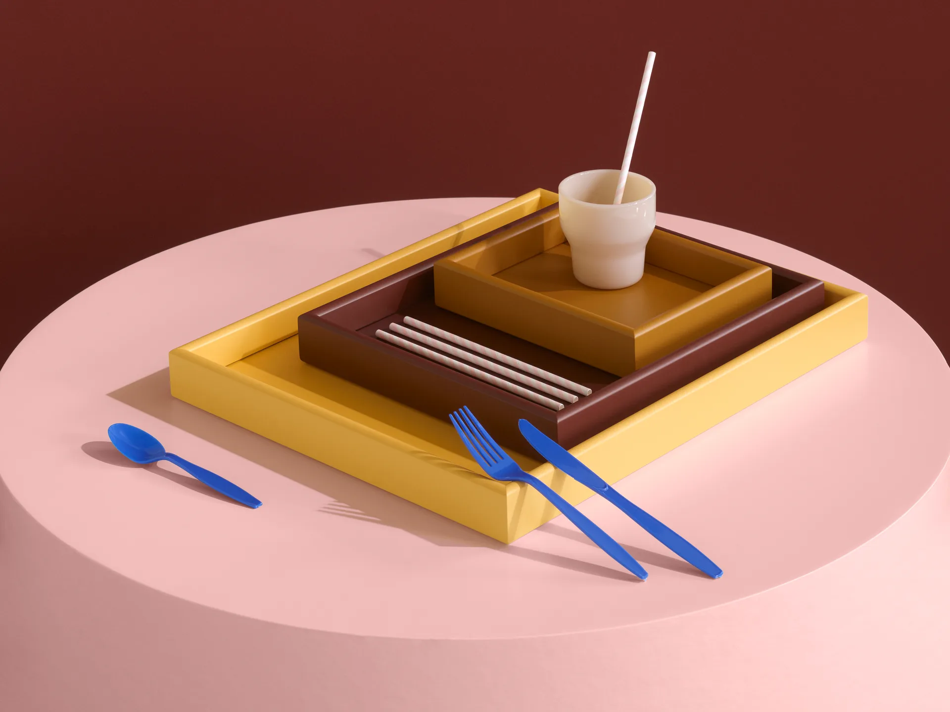 Arrange tray set 3 parts, Amber-masala-acacia Montana