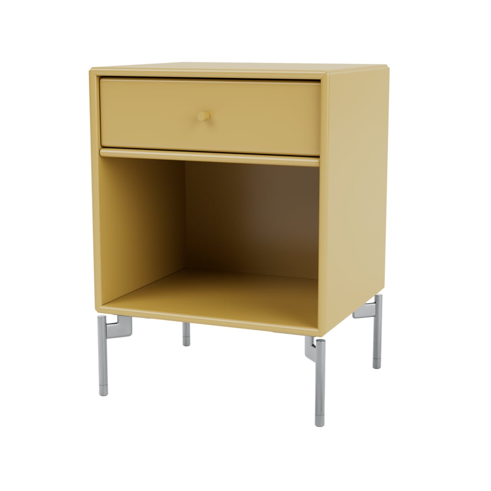 Montana Dream bedside table Cumin 157, chrome legs | Scandinavian Design | Bedside tables | Yellow