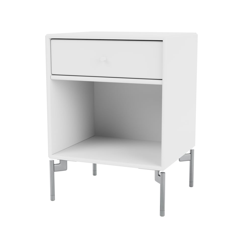 Montana Dream bedside table Snow 38, chrome legs | Scandinavian Design | Bedside tables | White