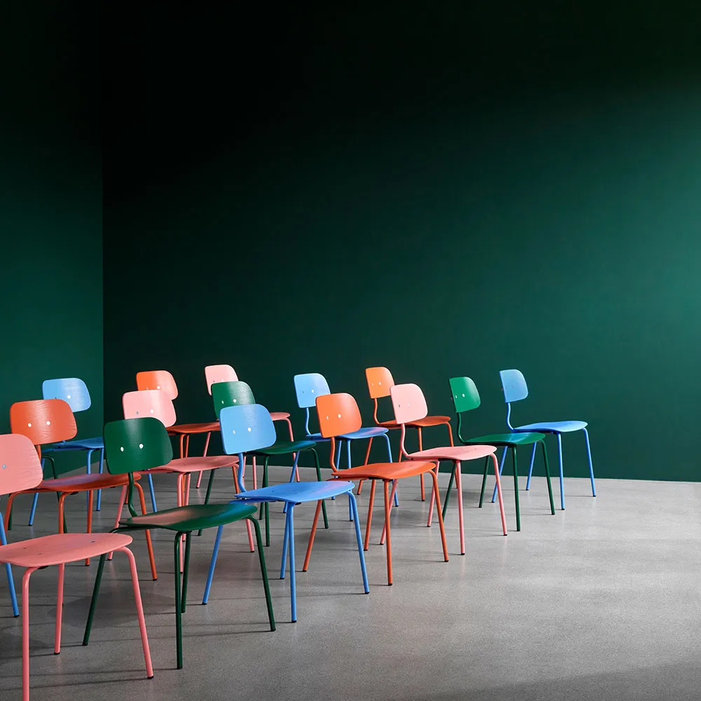 Kevi 2060 chair, Rhubarb laquered stand-stained ash Montana