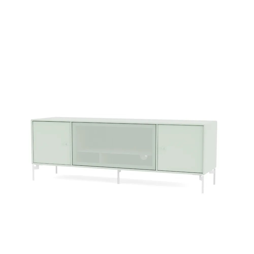Octave III media bench, Mist 161, lacquered leg snow Montana