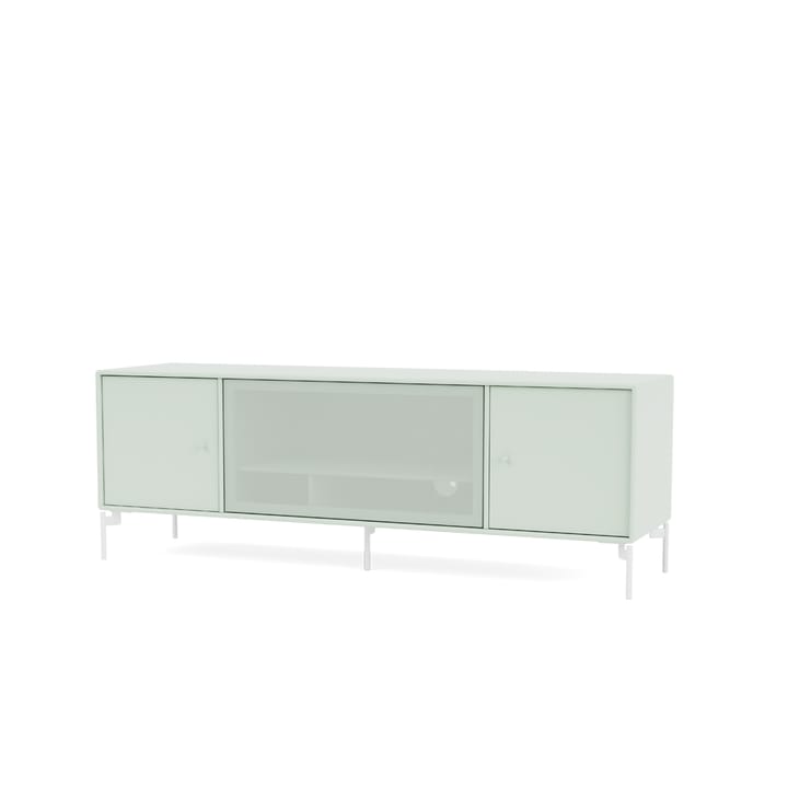 Octave III media bench, Mist 161, lacquered leg snow Montana