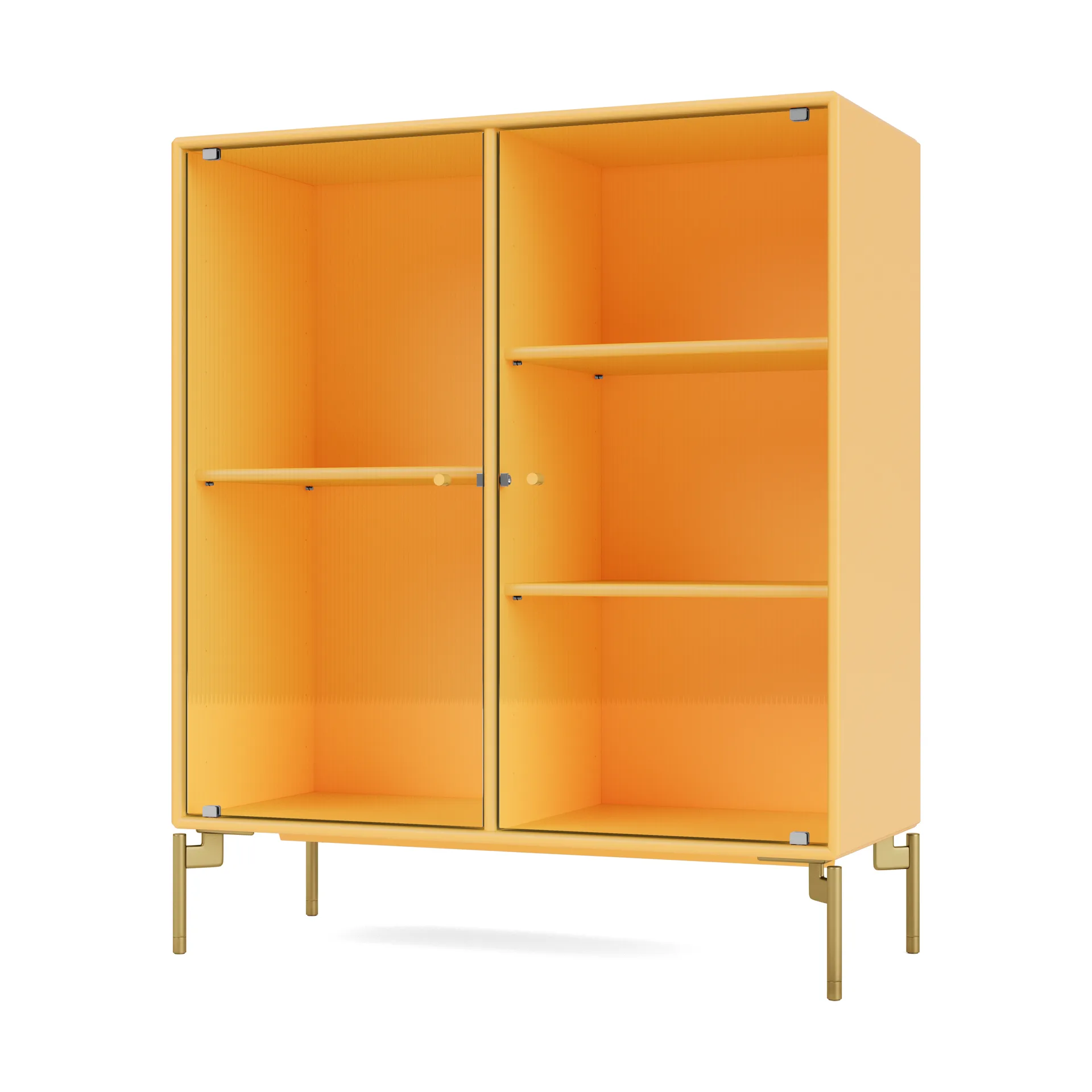 Ripple II display cabinet 69.6x82.2x30 cm, Acacia-legs brass Montana