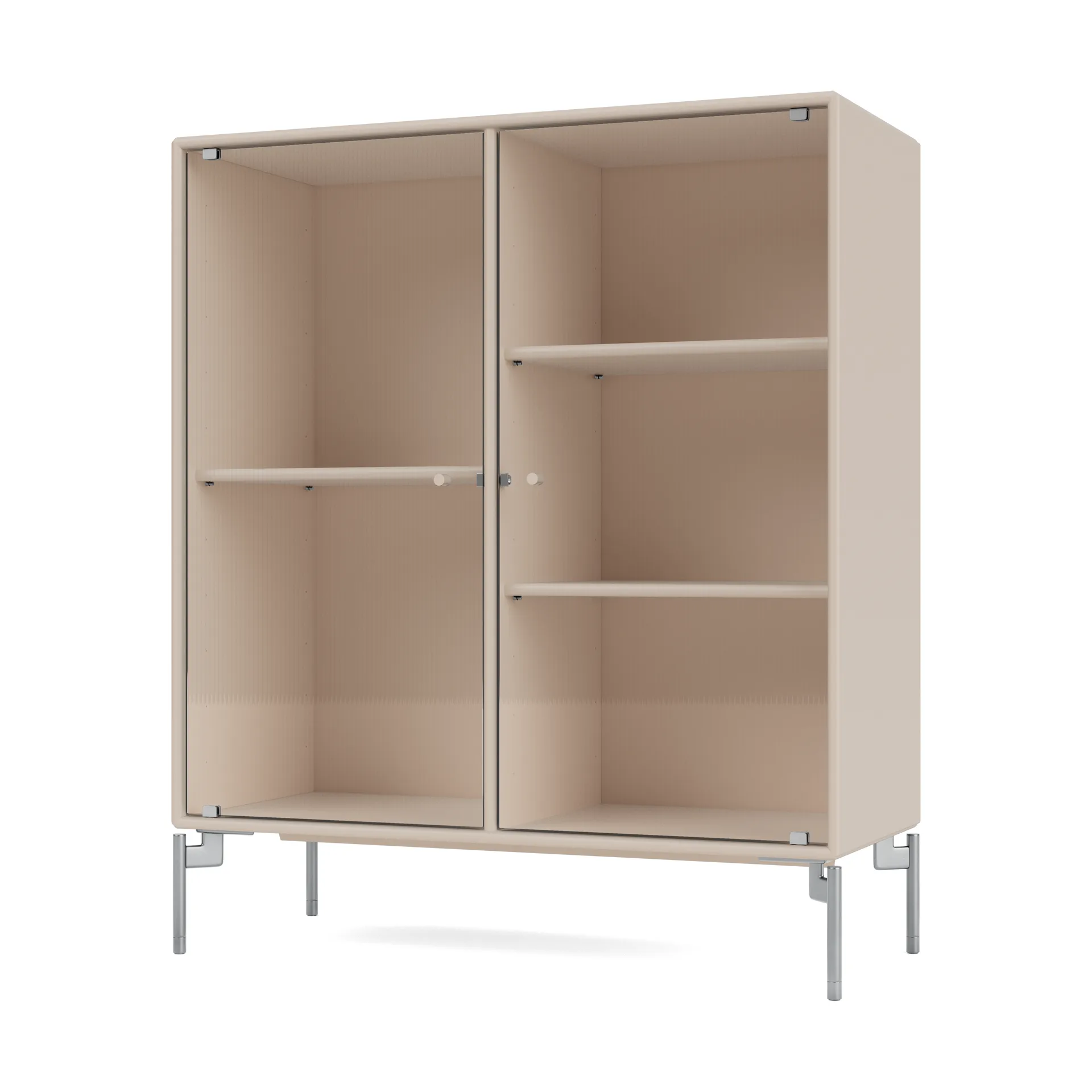 Ripple II display cabinet 69.6x82.2x30 cm, Clay-legs chrome Montana