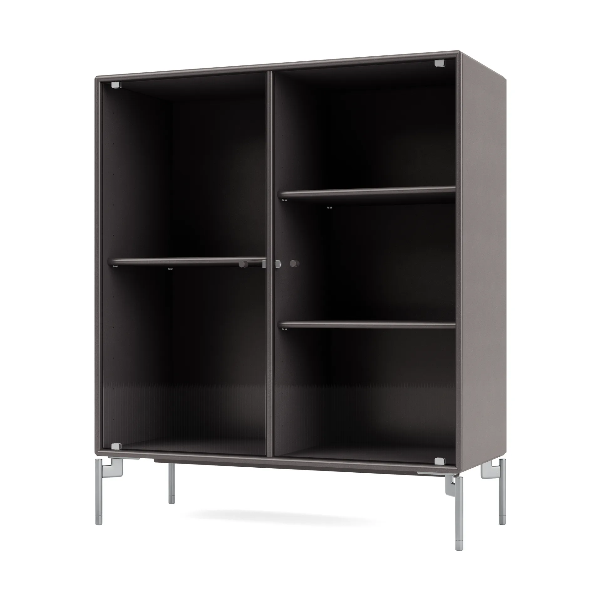 Ripple II display cabinet 69.6x82.2x30 cm, Coffee-legs chrome Montana