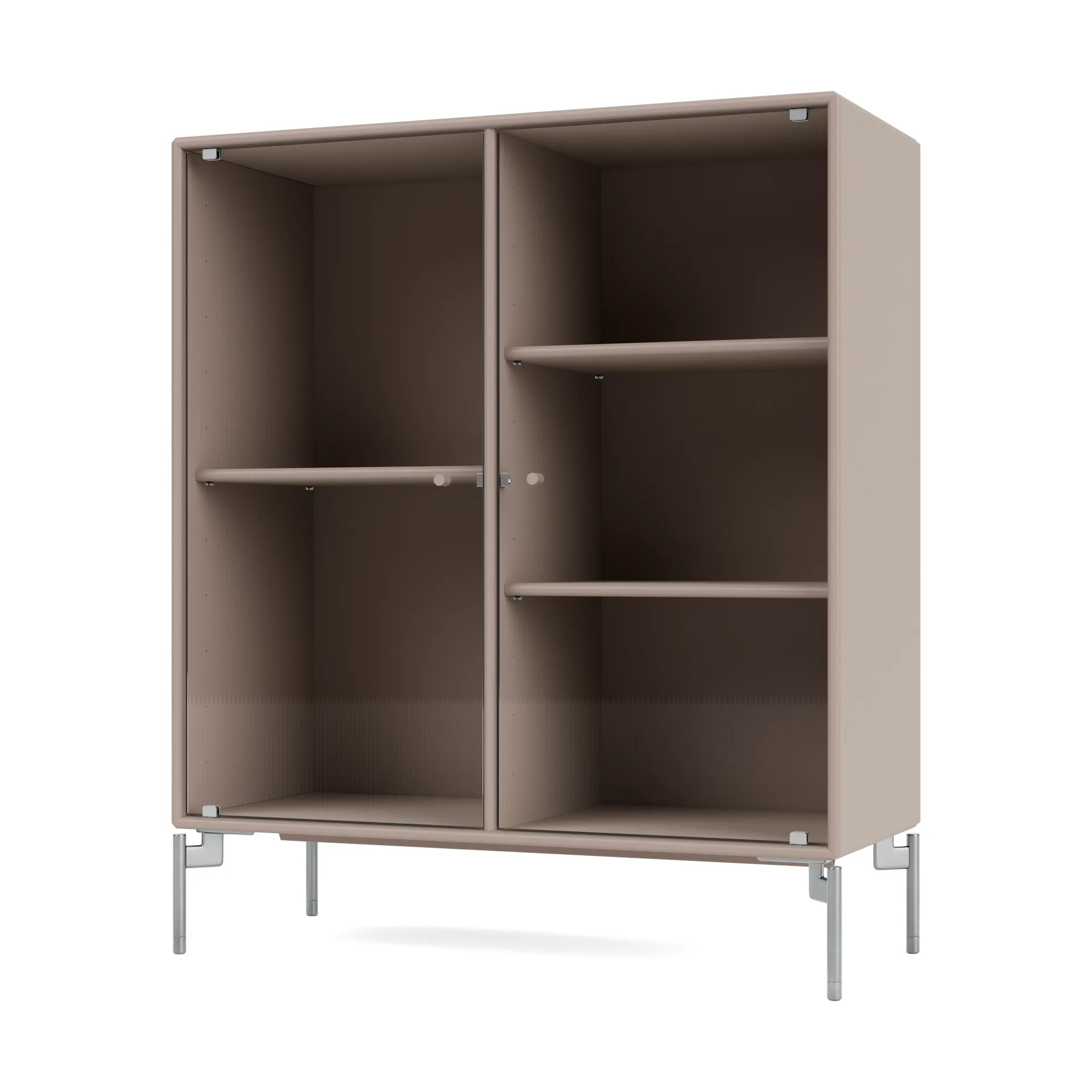 Ripple II display cabinet 69.6x82.2x30 cm, Mushroom-legs chrome Montana