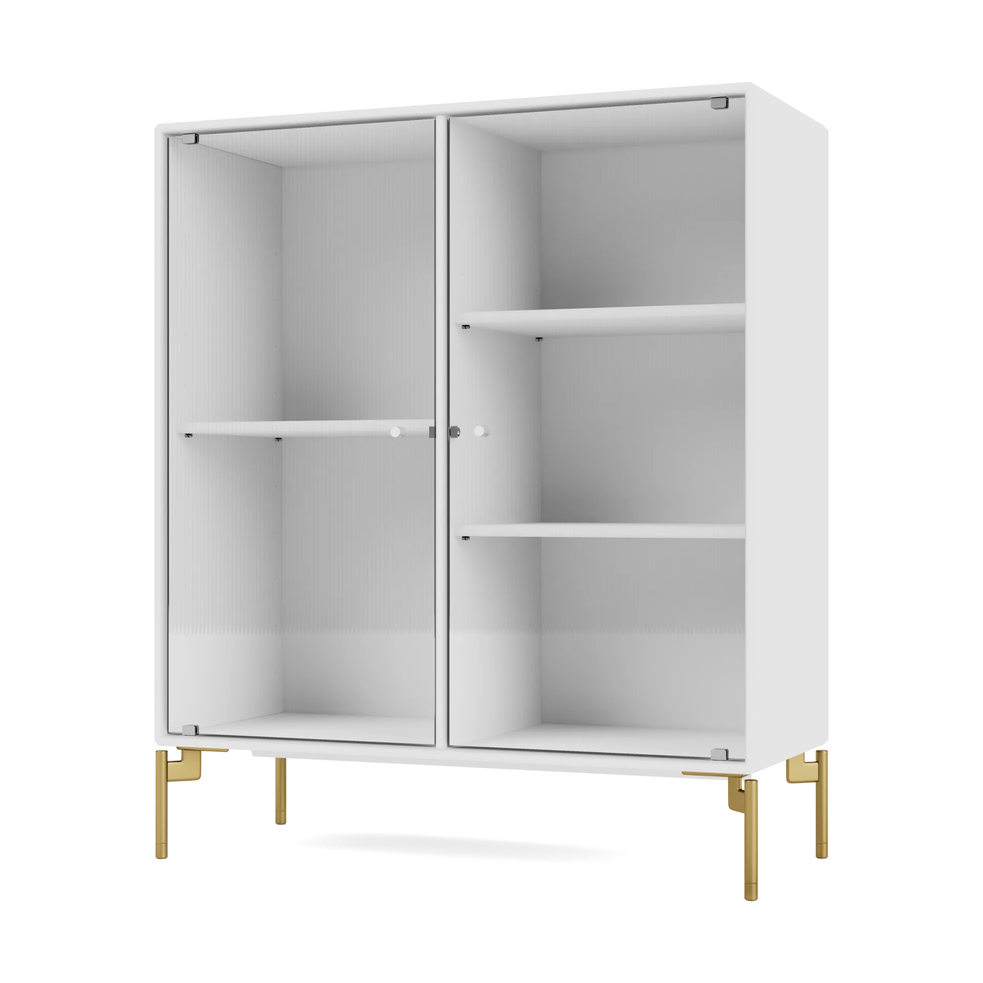 Ripple II display cabinet 69.6x82.2x30 cm, NewWhite-legs brass Montana