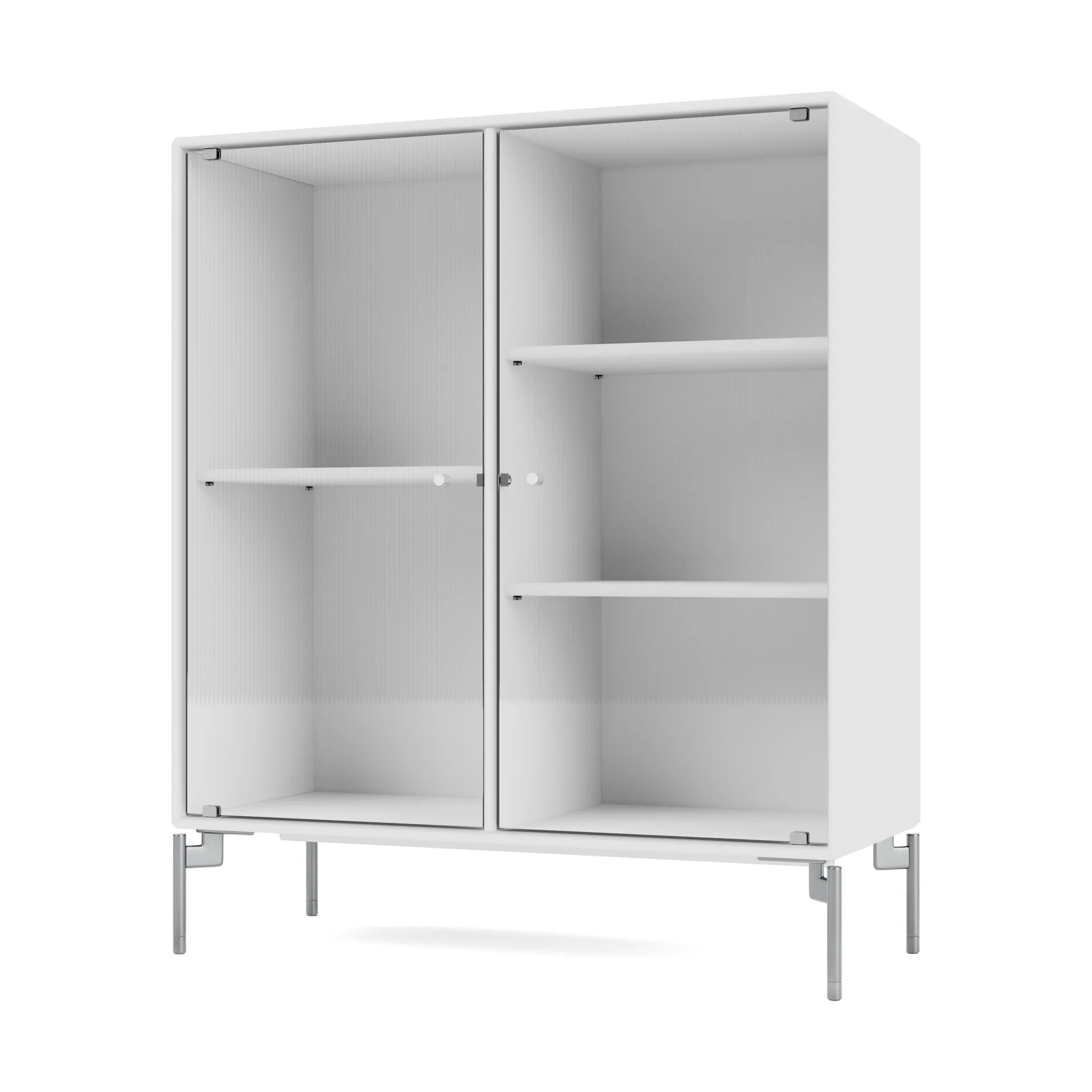Ripple II display cabinet 69.6x82.2x30 cm, NewWhite-legs chrome Montana