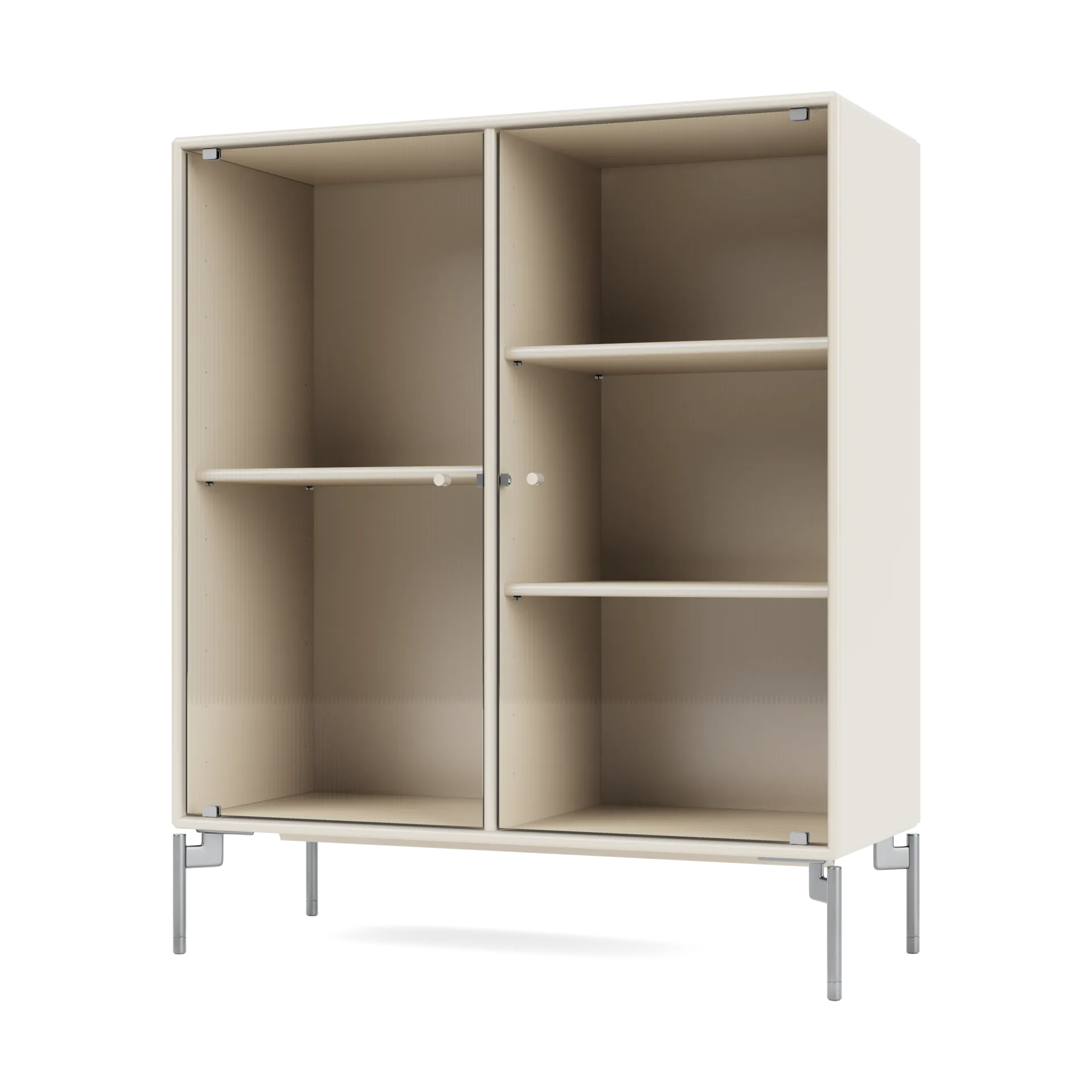 Ripple II display cabinet 69.6x82.2x30 cm, Oat-legs chrome Montana