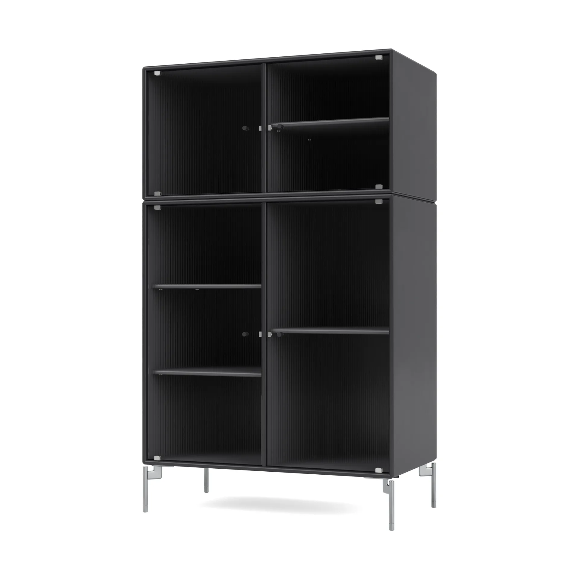 Ripple III display cabinet 69.6x117.6x38 cm, Anthracite-legs chrome Montana