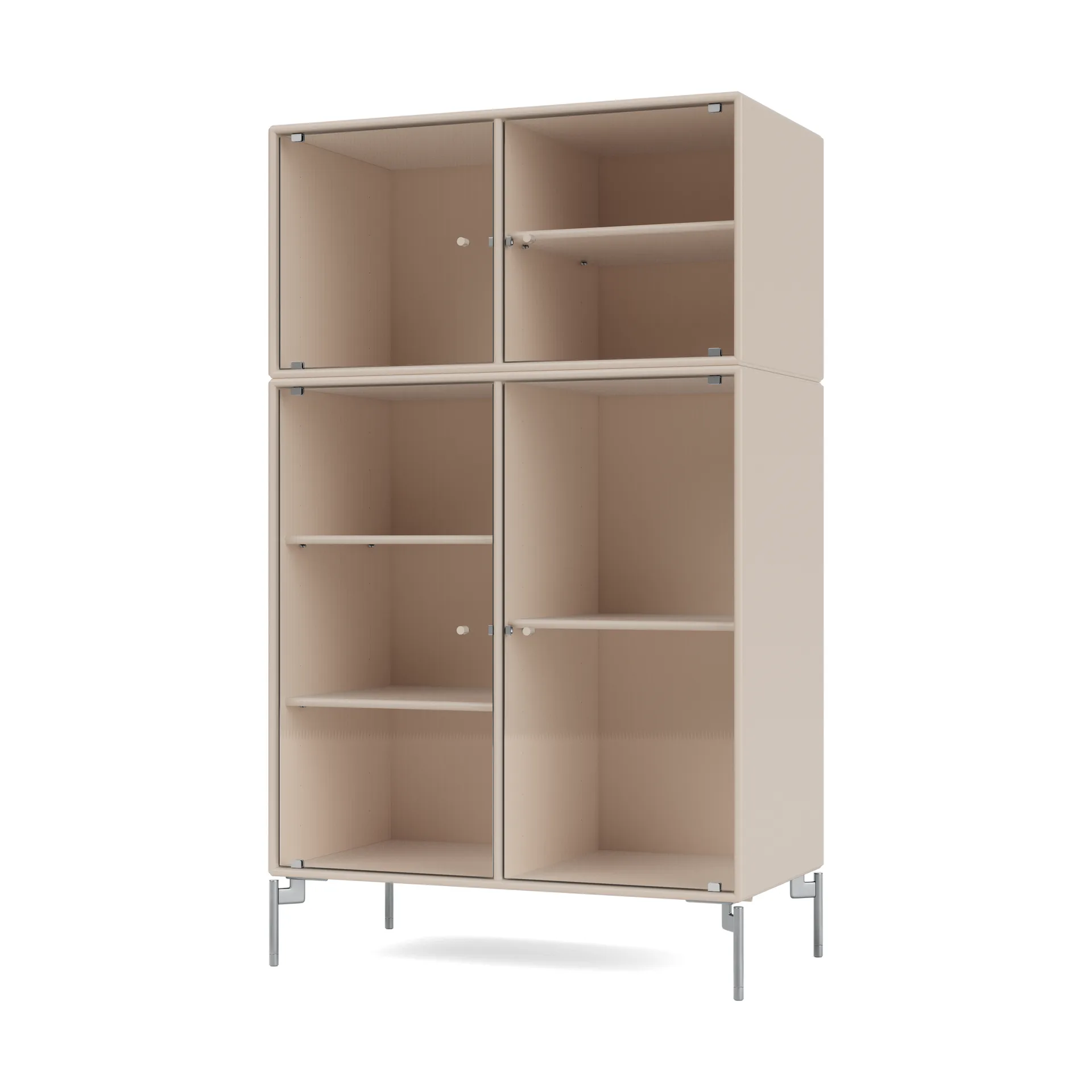 Ripple III display cabinet 69.6x117.6x38 cm, Clay-Chrome legs MB126 Montana