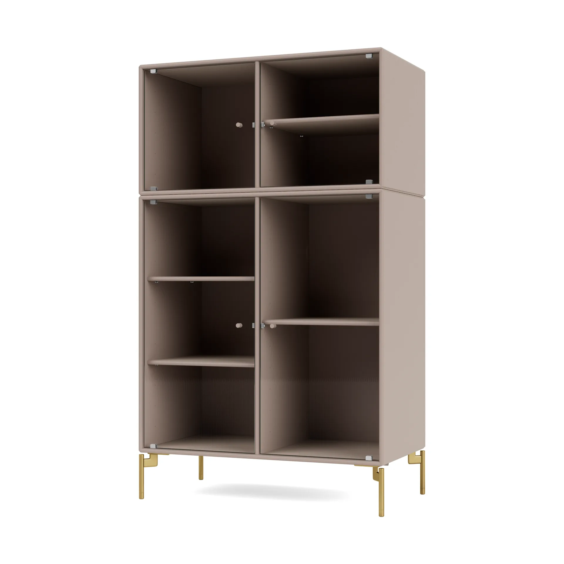 Ripple III display cabinet 69.6x117.6x38 cm, Mushroom-legs brass Montana