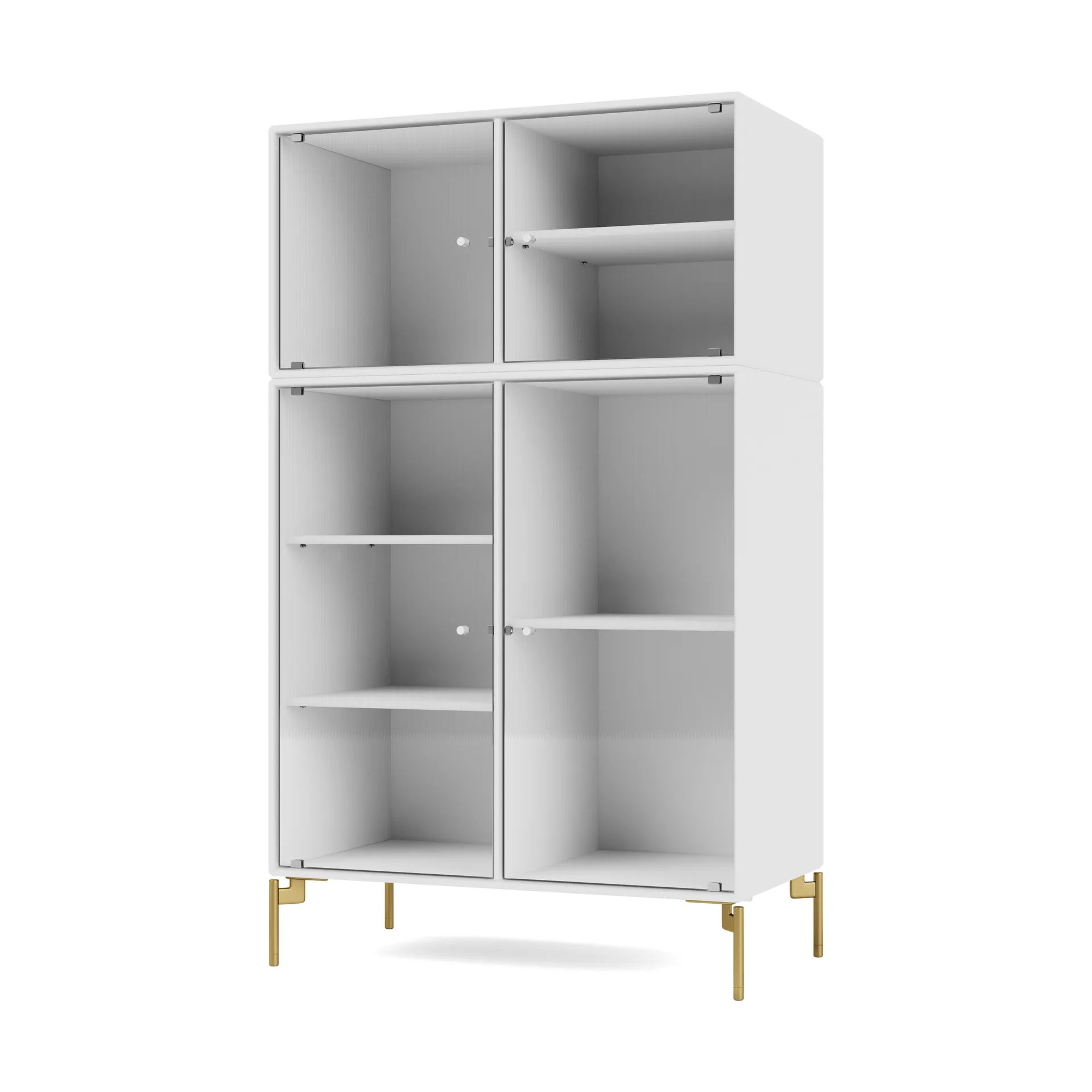 Ripple III display cabinet 69.6x117.6x38 cm, NewWhite-legs brass Montana