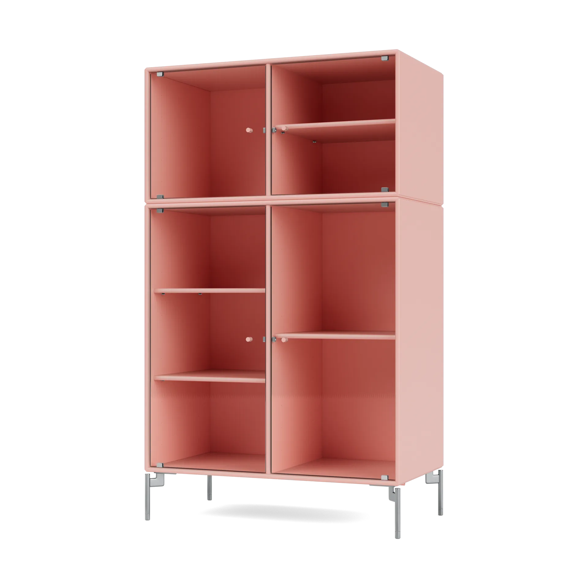Ripple III display cabinet 69.6x117.6x38 cm, Ruby-legs chrome Montana