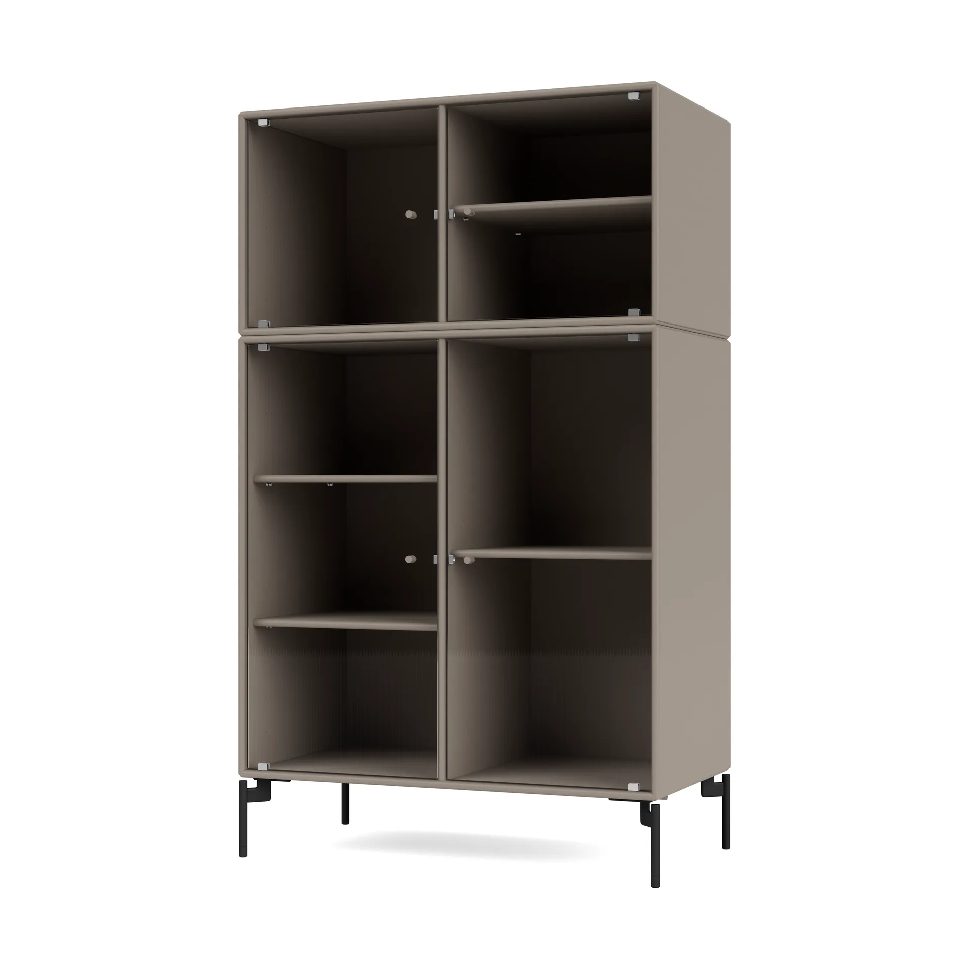 Ripple III display cabinet 69.6x117.6x38 cm, Truffle-legs black Montana