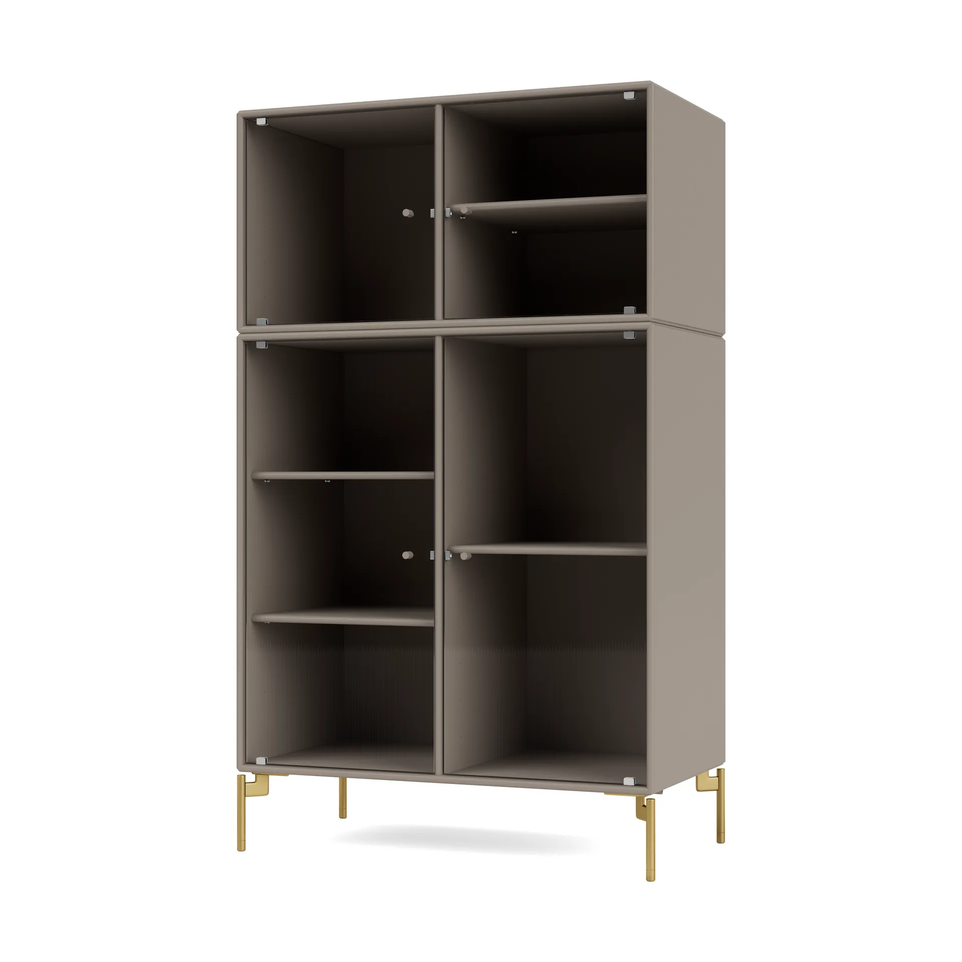 Ripple III display cabinet 69.6x117.6x38 cm, Truffle-legs brass Montana