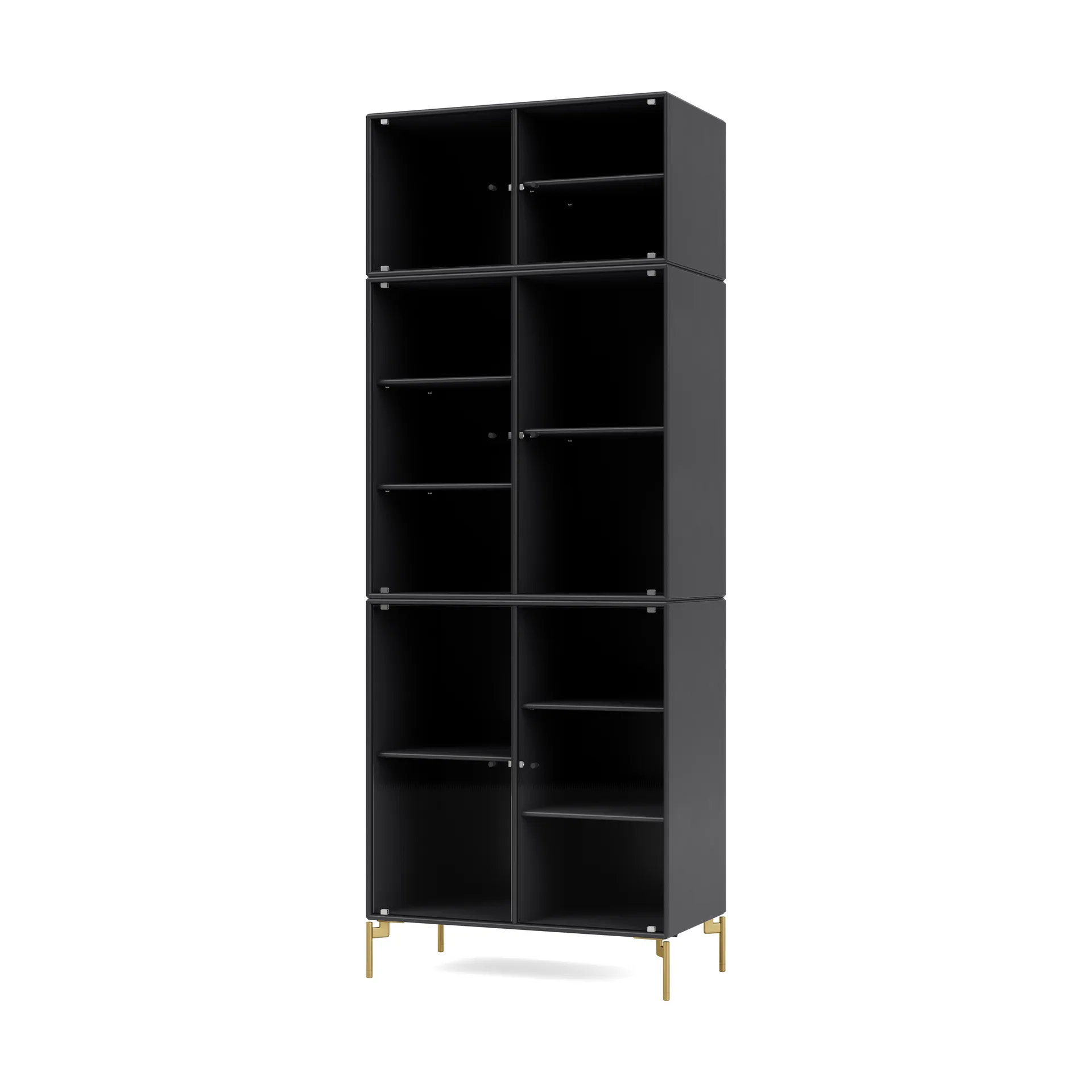 Ripple IV display cabinet 69.6x187.2x38 cm, Anthracite-legs brass Montana