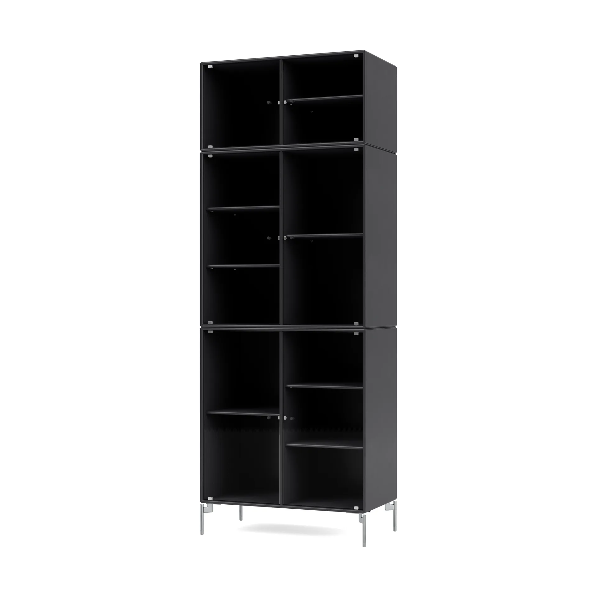 Ripple IV display cabinet 69.6x187.2x38 cm, Anthracite-legs chrome Montana