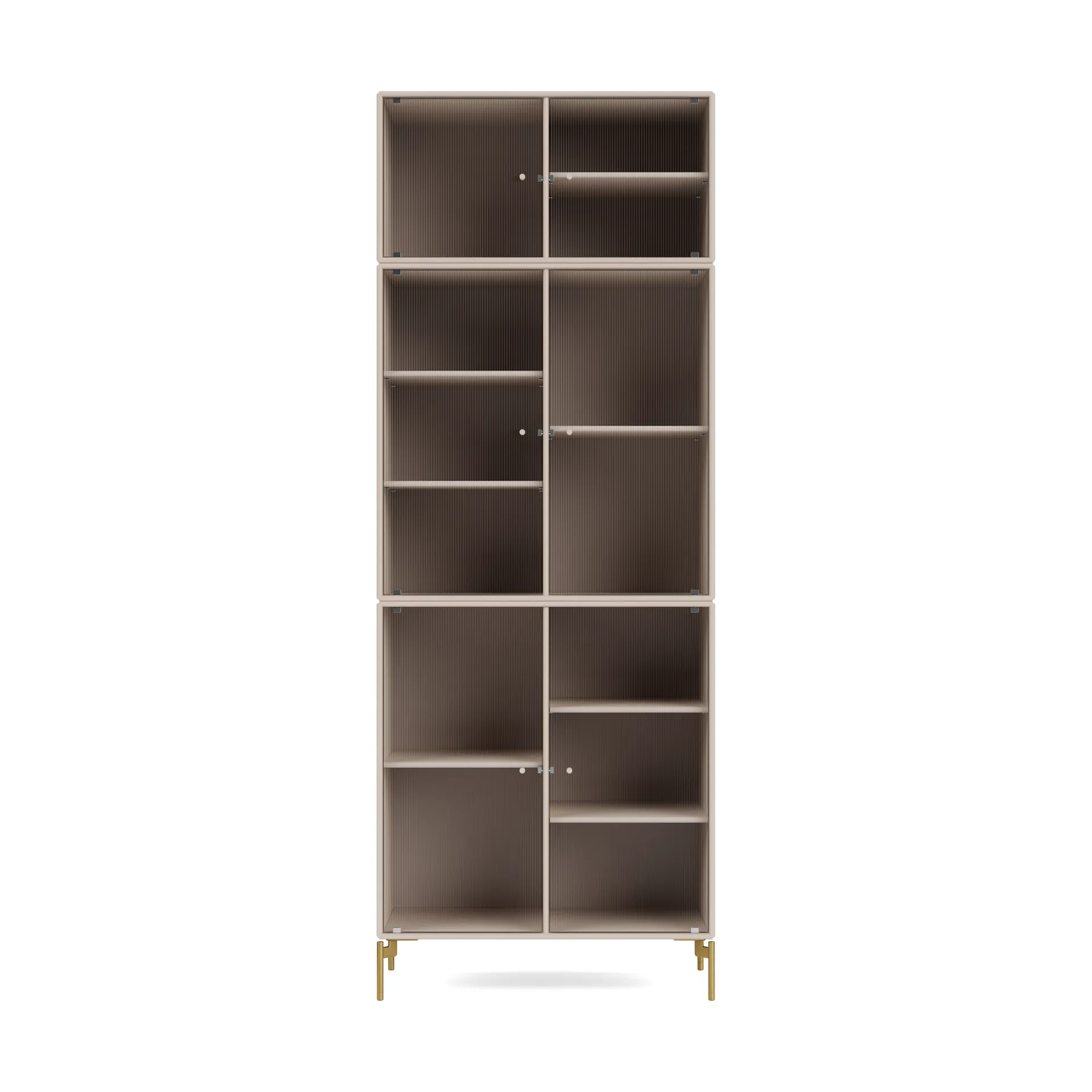 Ripple IV display cabinet 69.6x187.2x38 cm, Clay-legs brass Montana