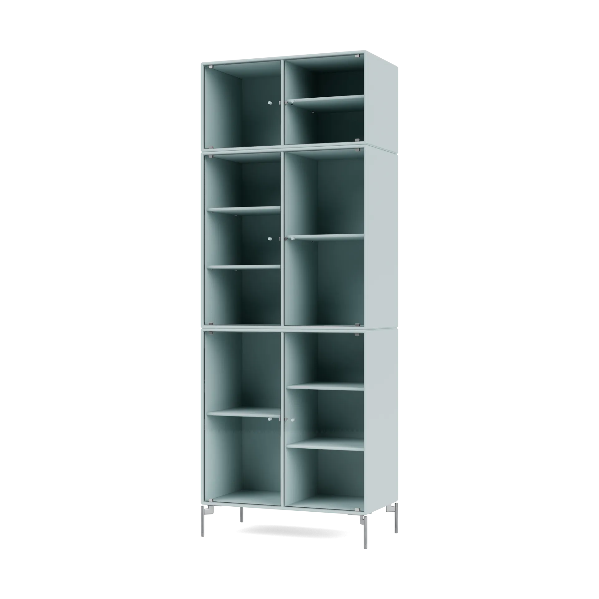 Ripple IV display cabinet 69.6x187.2x38 cm, Flint-legs chrome Montana