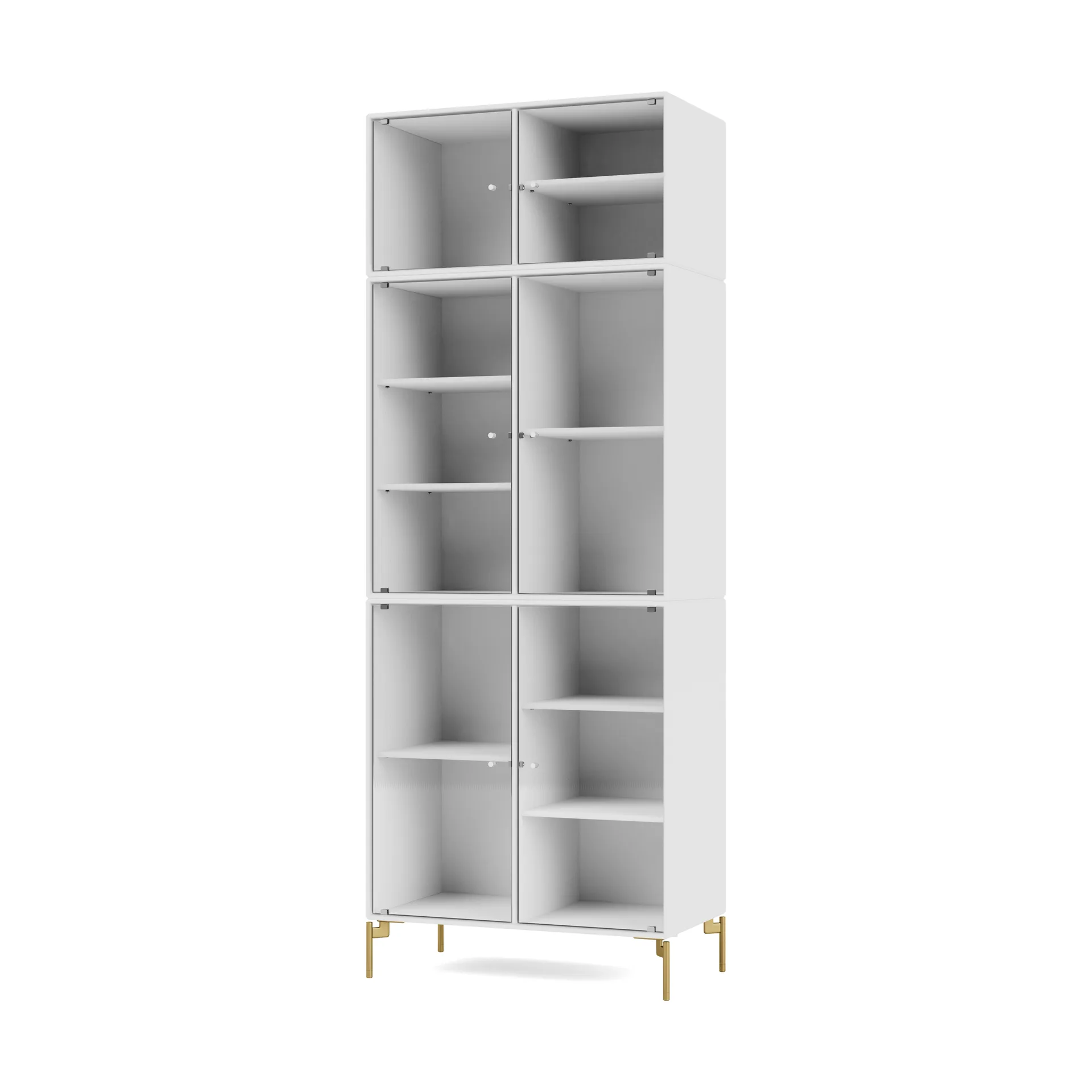 Ripple IV display cabinet 69.6x187.2x38 cm, NewWhite-legs brass Montana