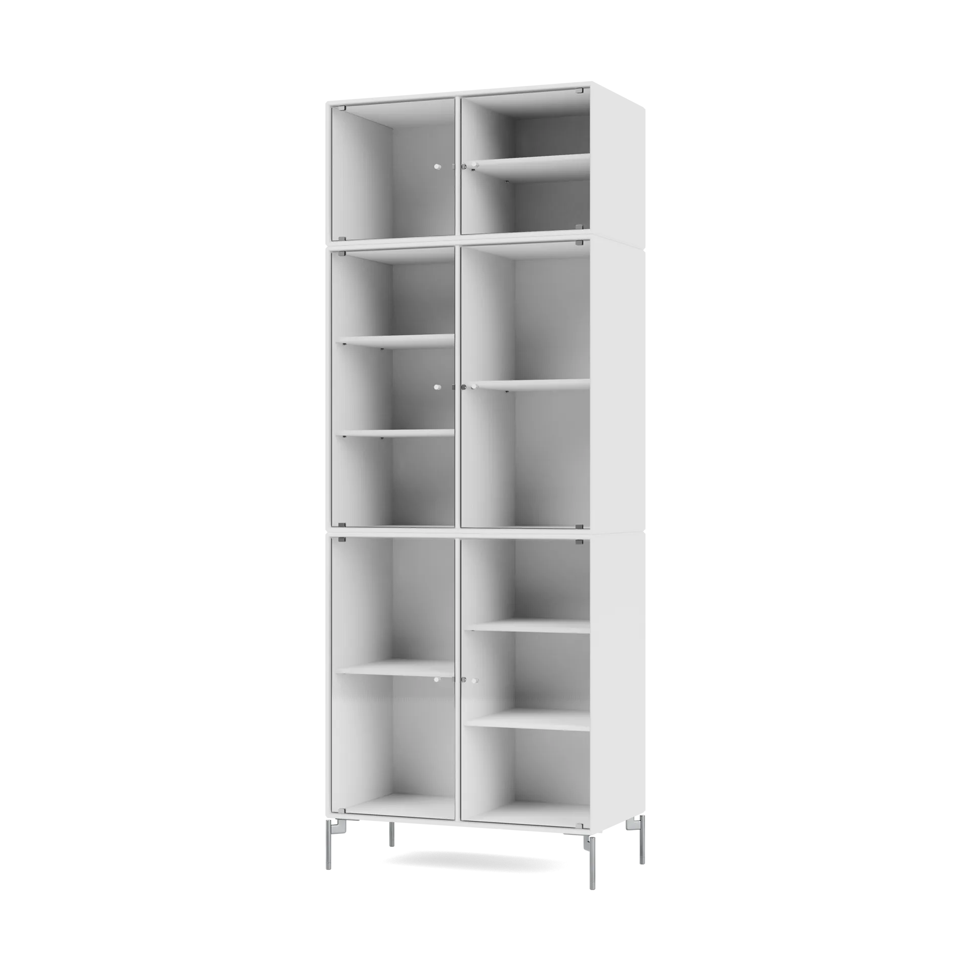 Ripple IV display cabinet 69.6x187.2x38 cm, NewWhite-legs chrome Montana