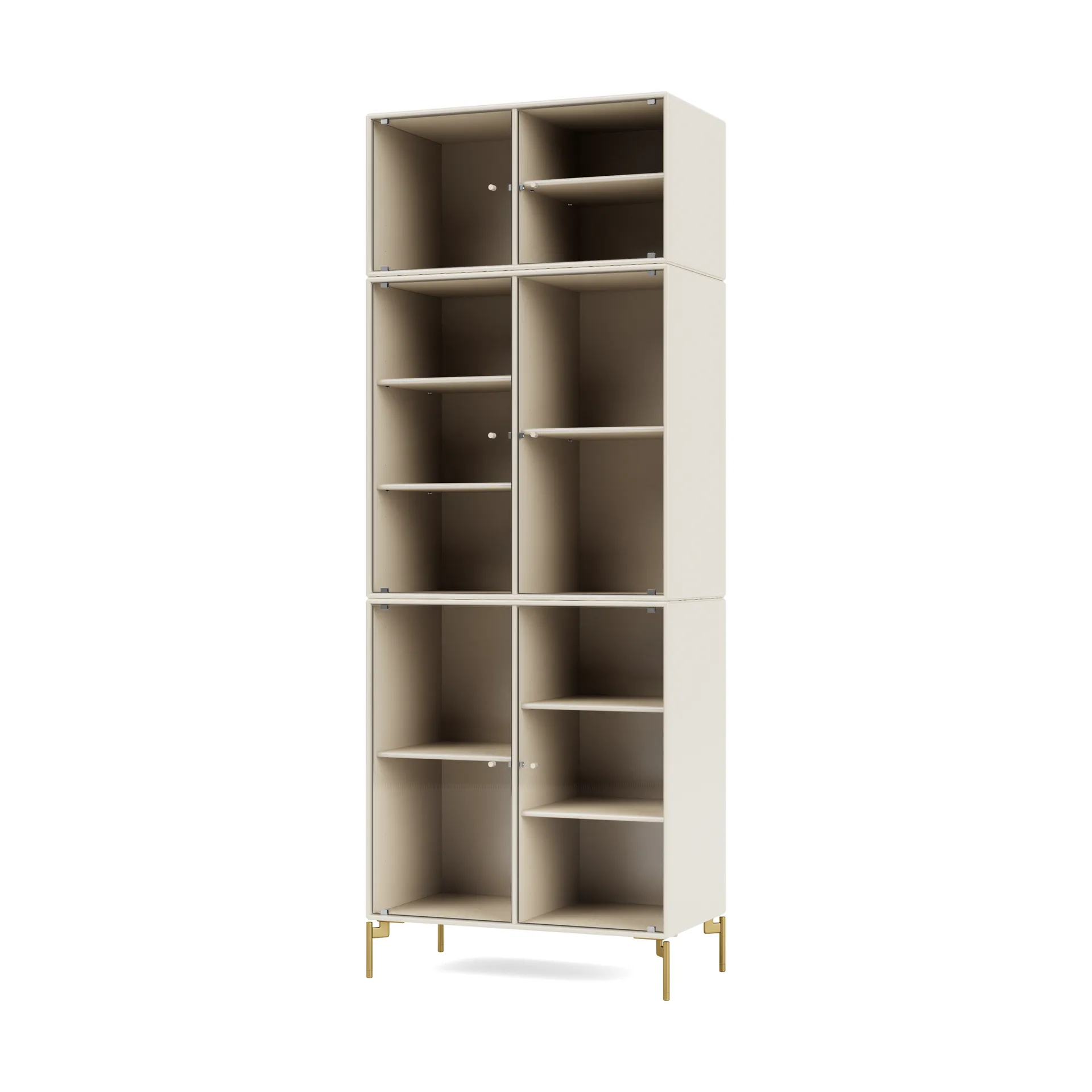 Ripple IV display cabinet 69.6x187.2x38 cm, Oat-legs brass Montana