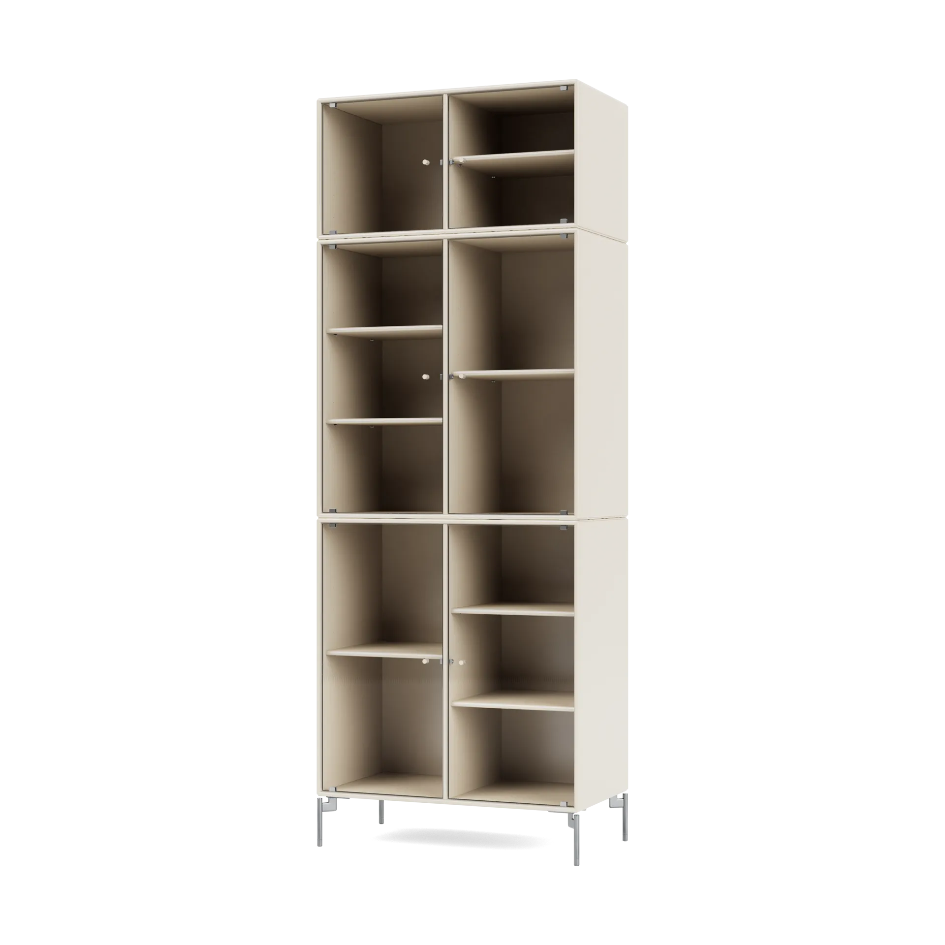 Ripple IV display cabinet 69.6x187.2x38 cm, Oat-legs chrome Montana