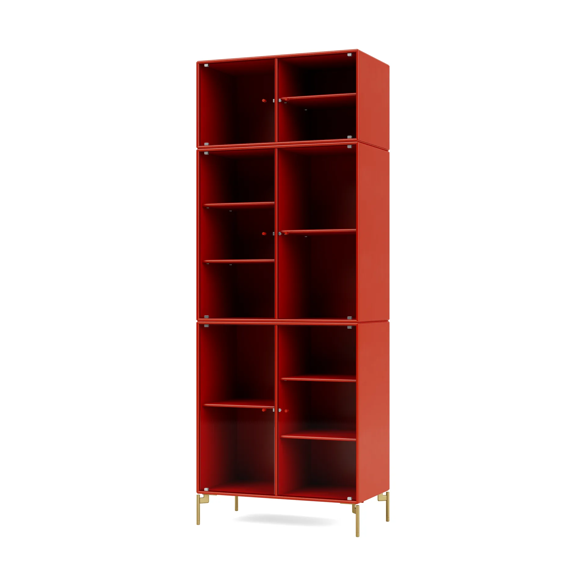 Ripple IV display cabinet 69.6x187.2x38 cm, Rosehip-legs brass Montana