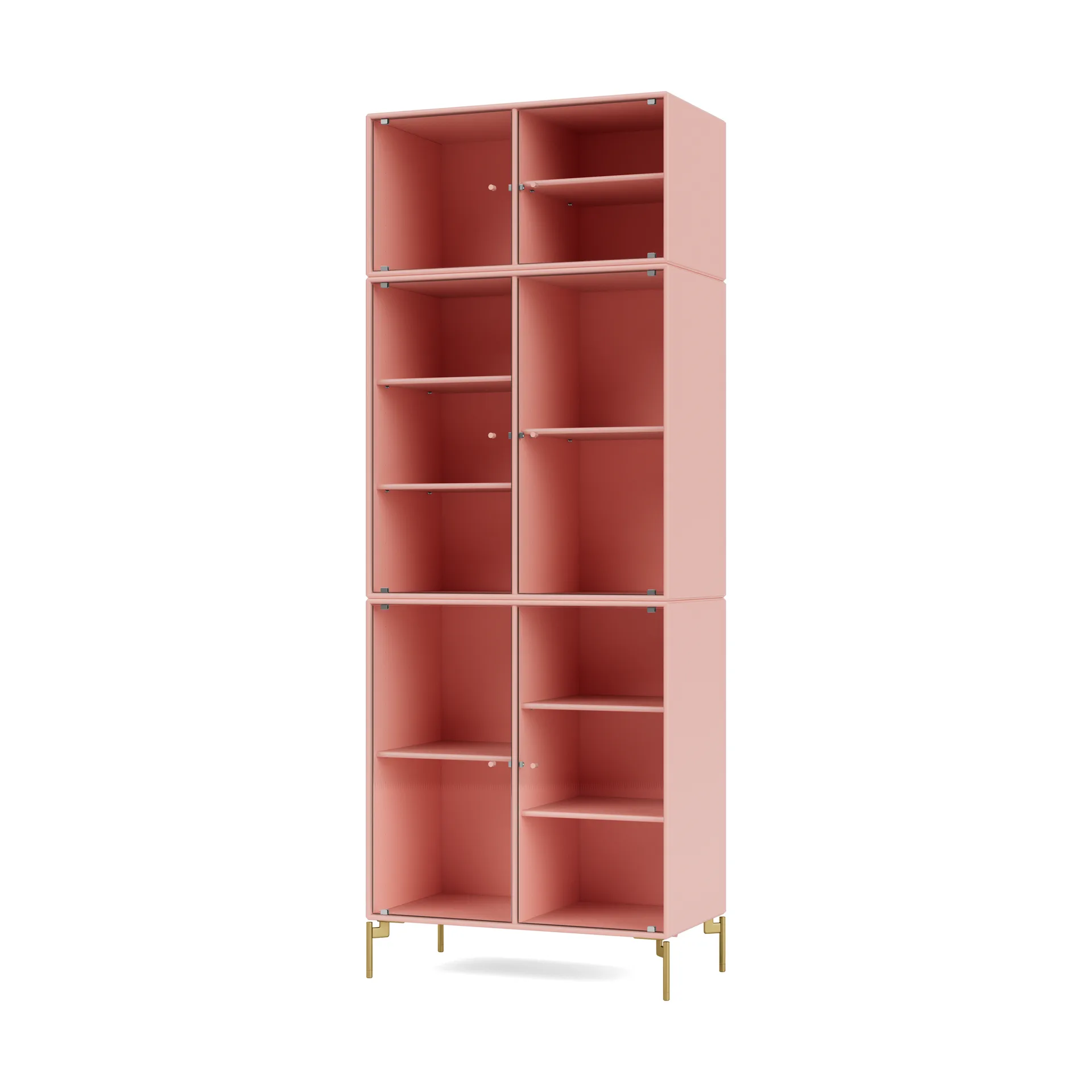 Ripple IV display cabinet 69.6x187.2x38 cm, Ruby-legs brass Montana