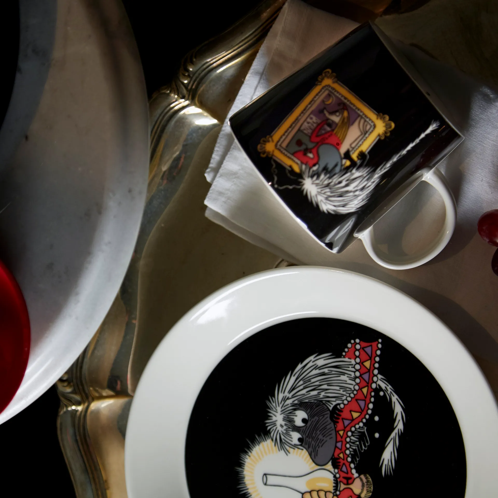 Ancestor Moomin plate, black arabia moomin,moomin arabia