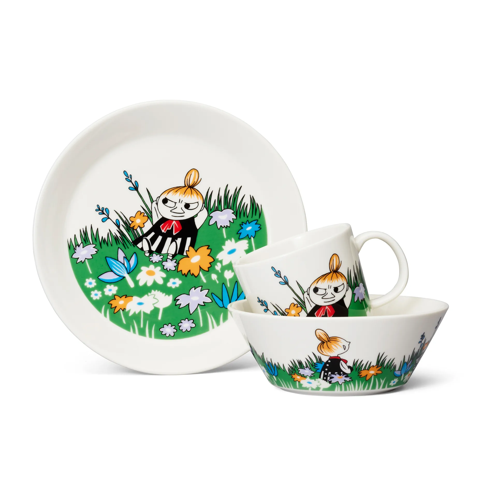Little My and meadow Moomin bowl, White-multi arabia moomin,moomin arabia