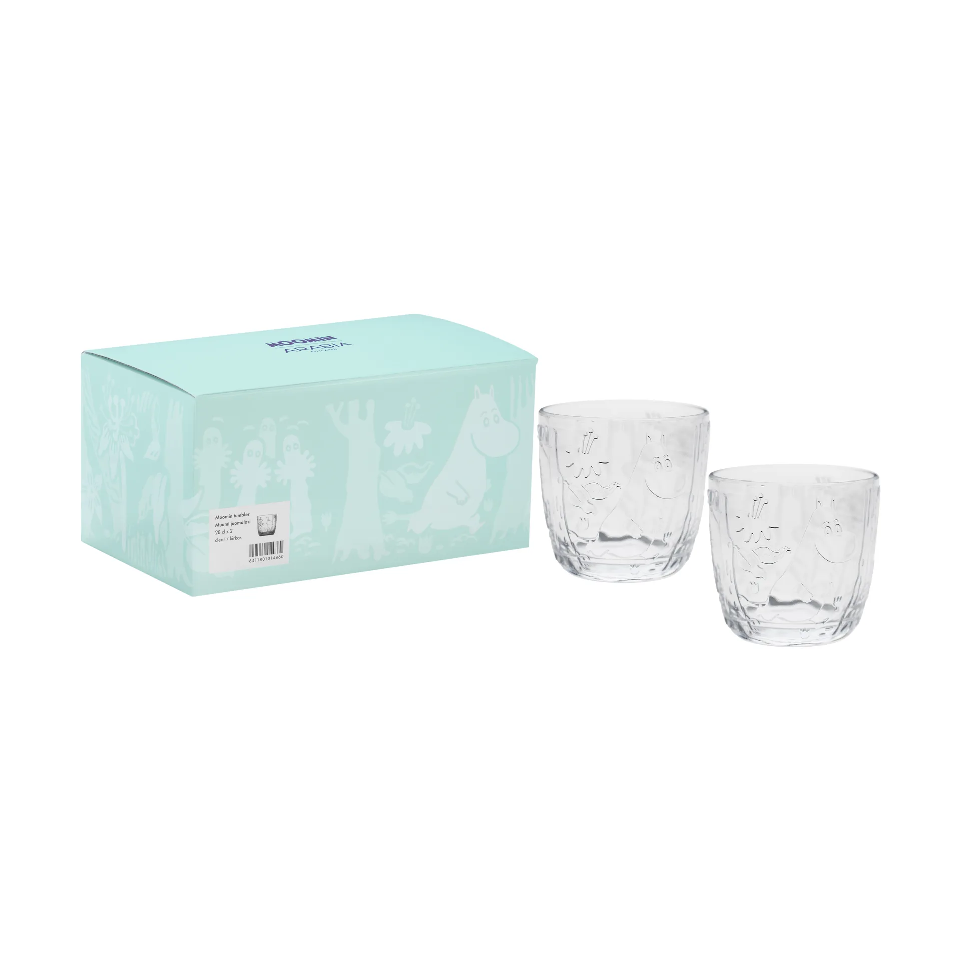 Moomin drinking glass 28 cl 2-pack, Clear arabia moomin,moomin arabia