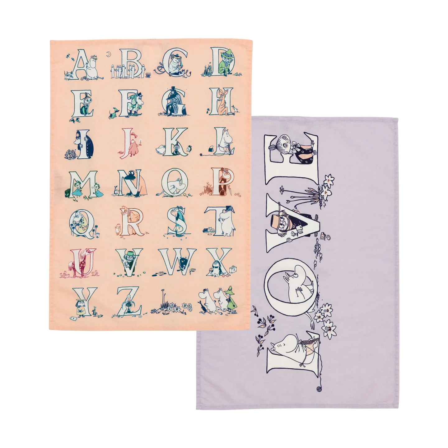Moomin kitchen towel 50x70 cm 2 pieces, Alphabet Moomin Arabia