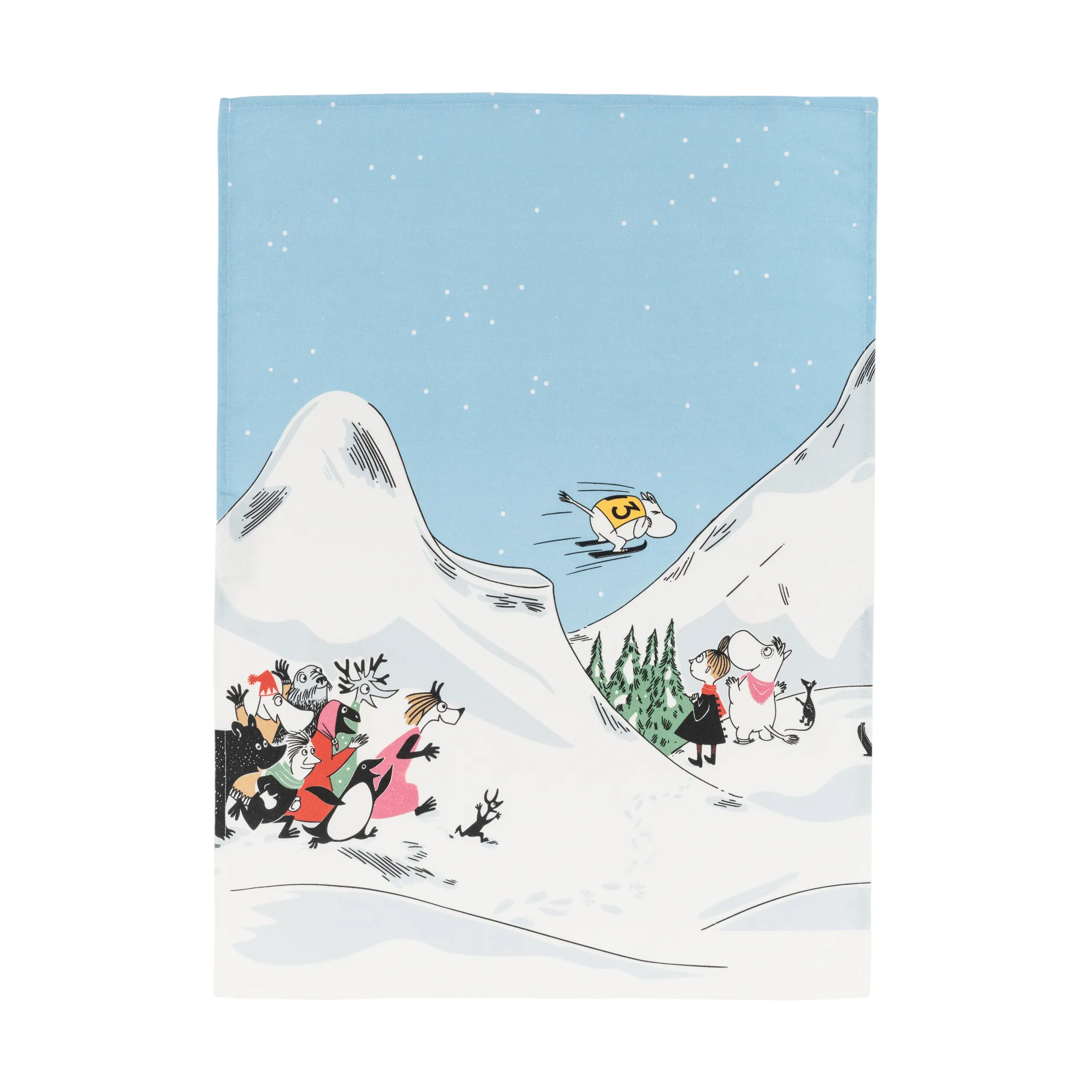 Moomin kitchen towel Ski jumping, 50x70 cm arabia moomin,moomin arabia