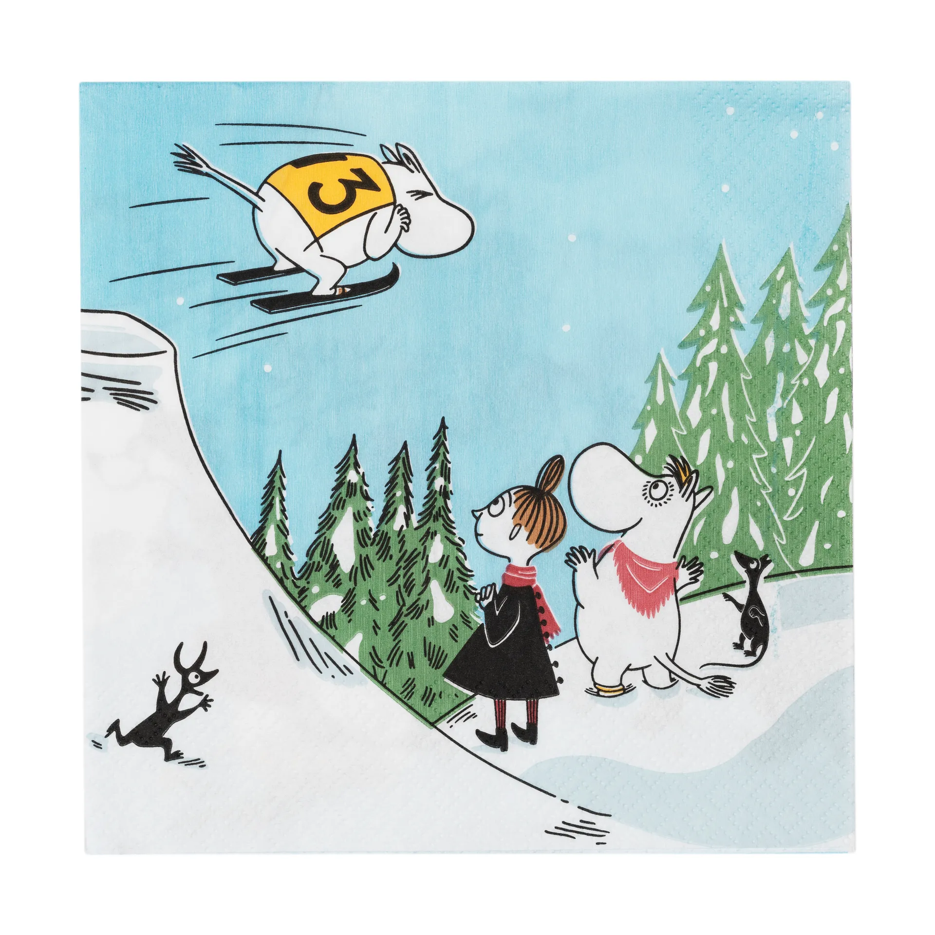 Moomin napkins 33x33 cm, Ski jumping Moomin Arabia